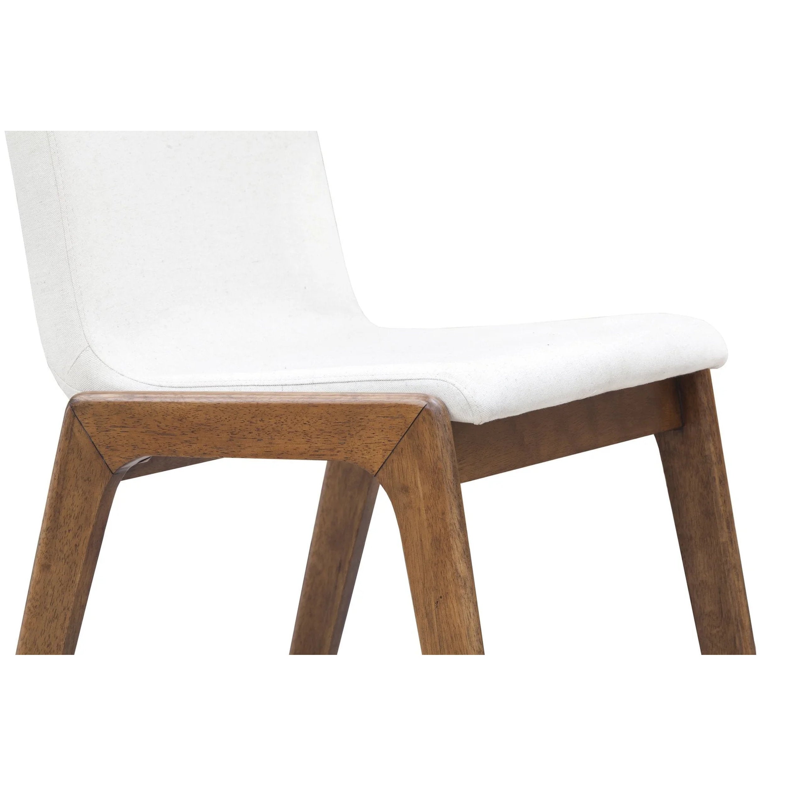 Remix Dining Chair - Cream by LH Home: cream fabric upholstery on solid walnut-toned wood legs, tapered, modern silhouette.