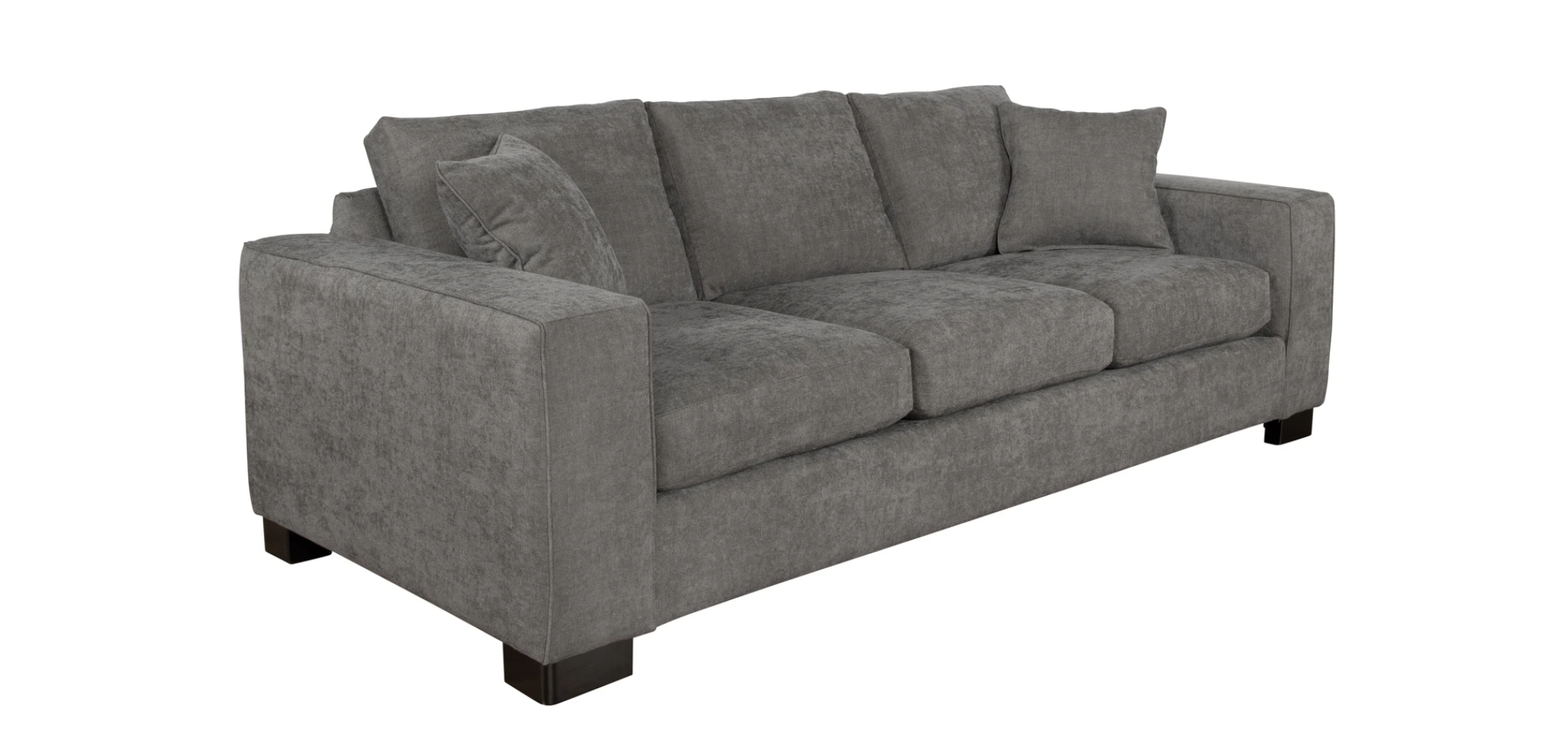 side view of the alexis sofa in a grey fabric