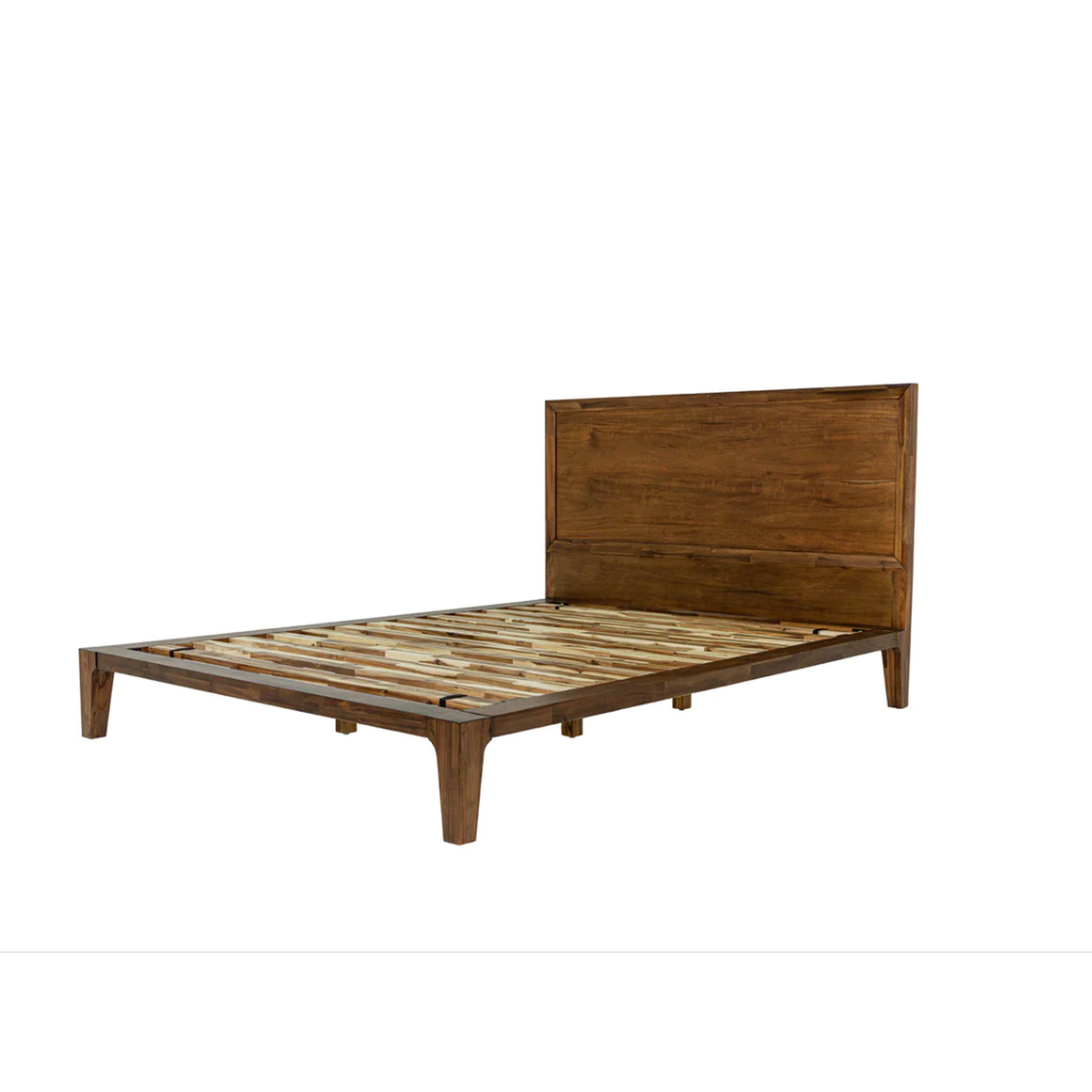 Wooden bed frame on a white background