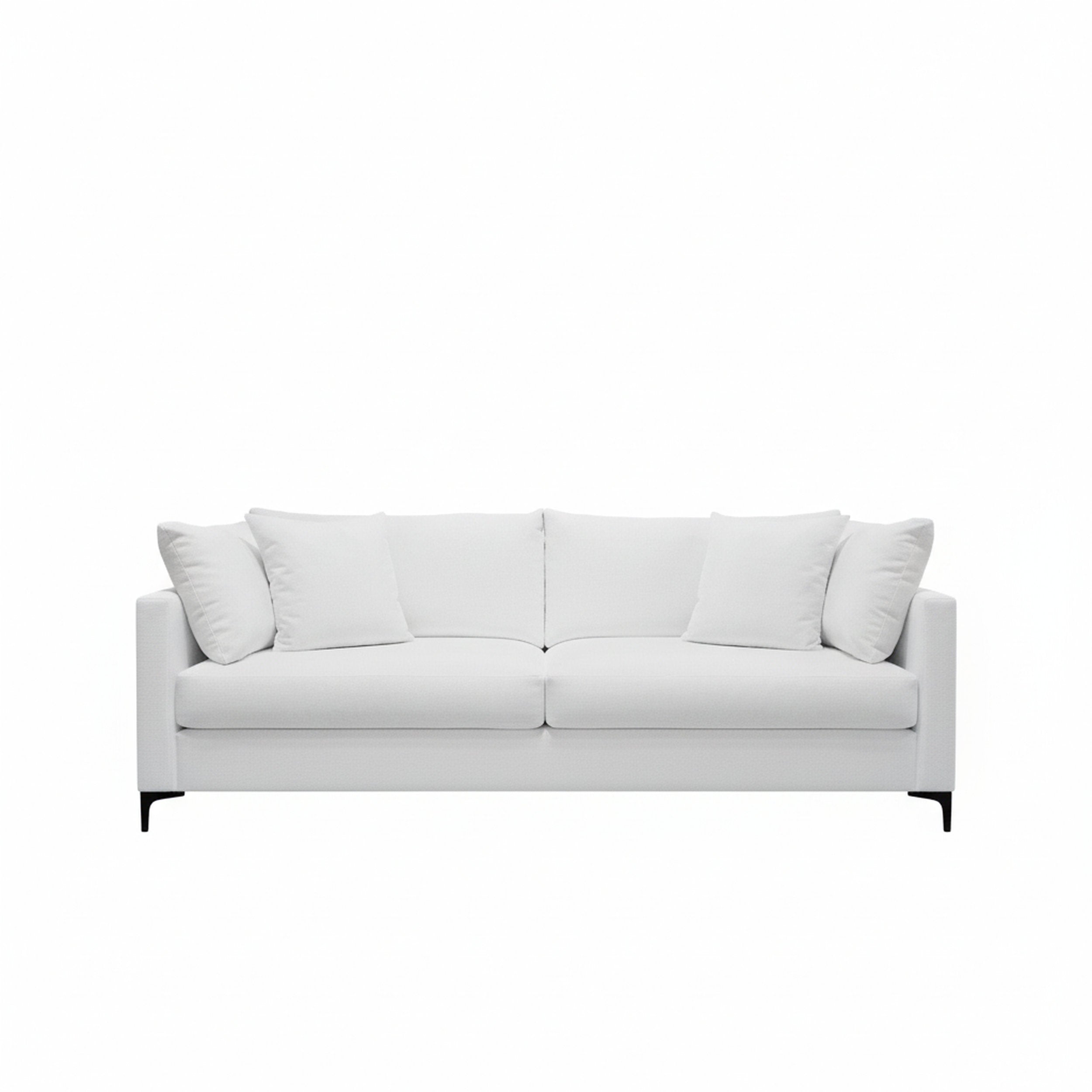 White sofa with cushions on a white background
