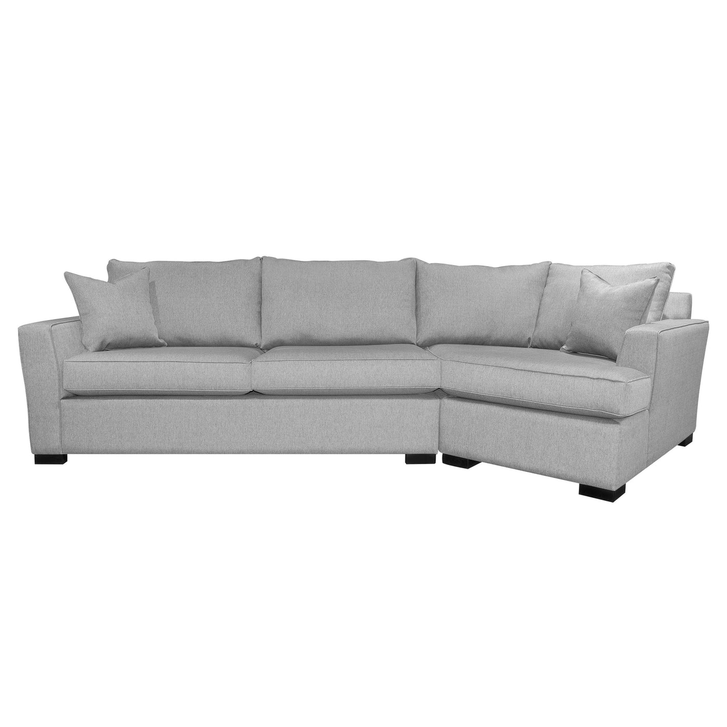 Gray sectional sofa on a white background