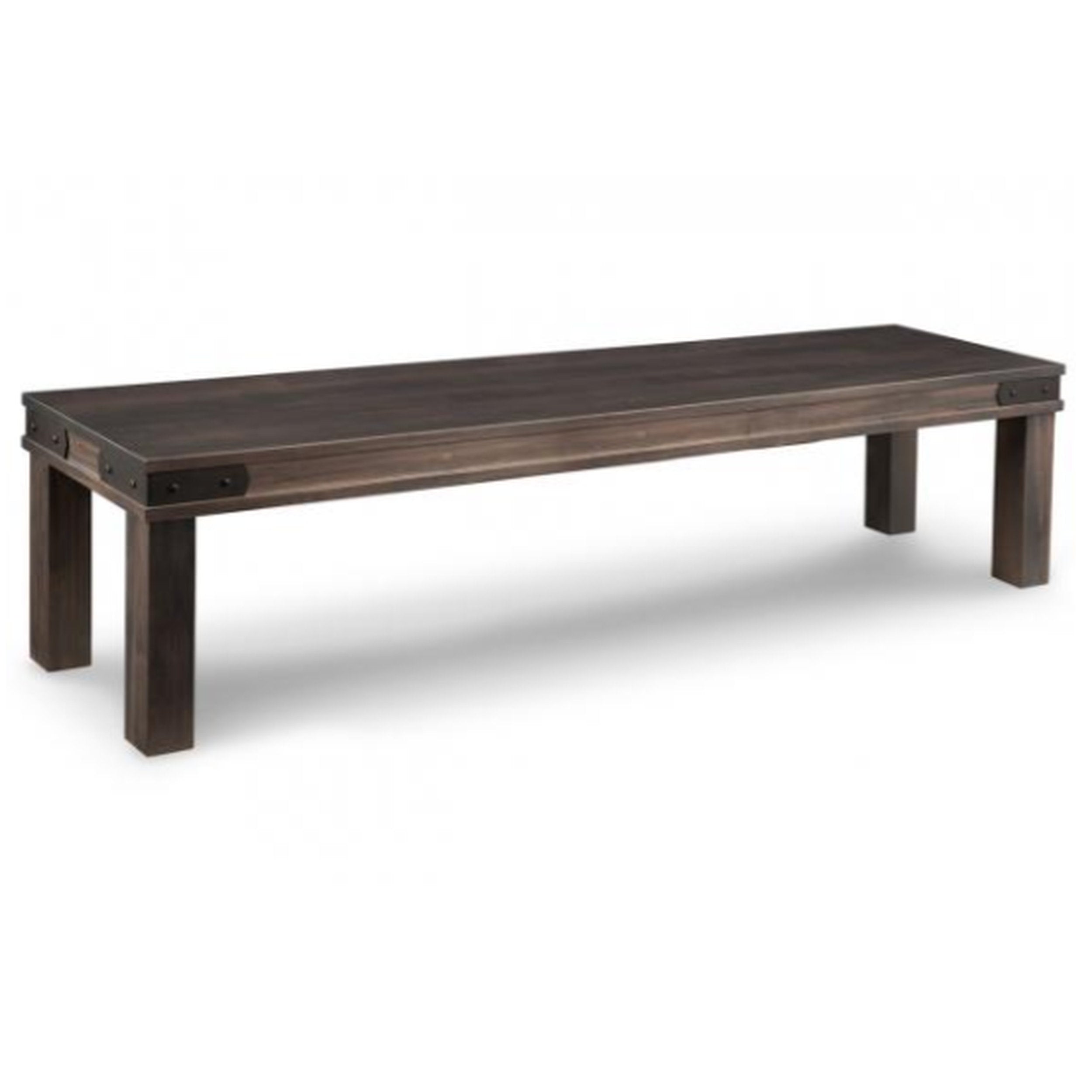 Wooden bench with a dark finish on a white background
