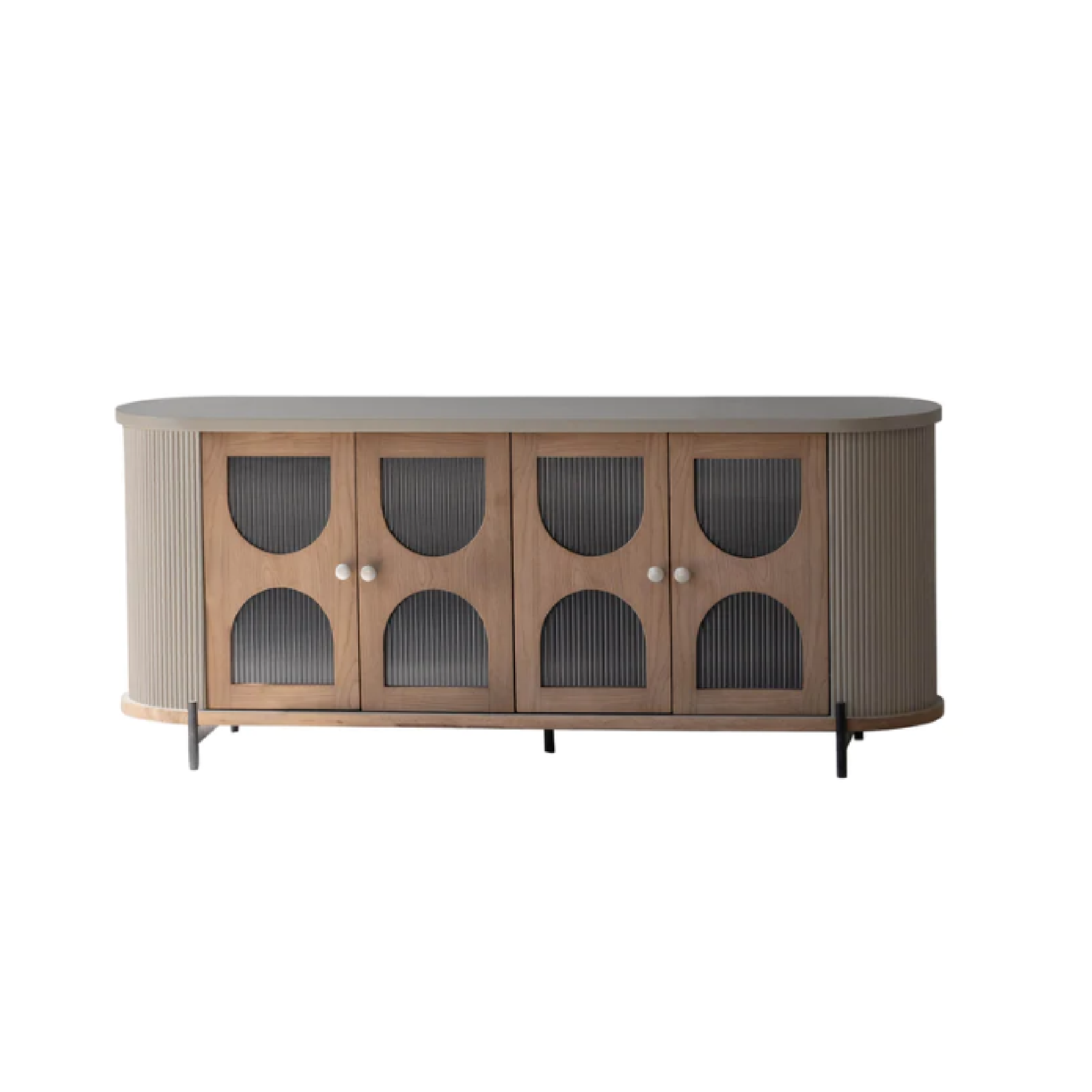 Colosseo sideboard showing the dark brown 4 door sideboard