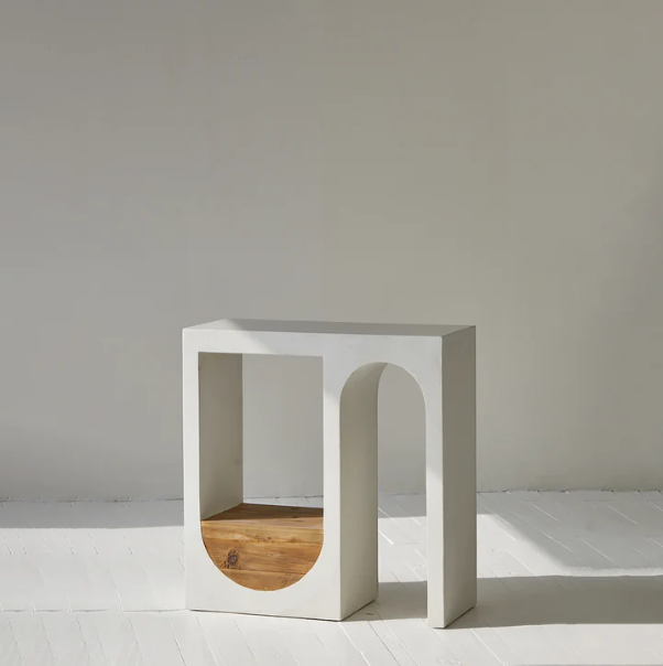 columbus console table out on display in a white room