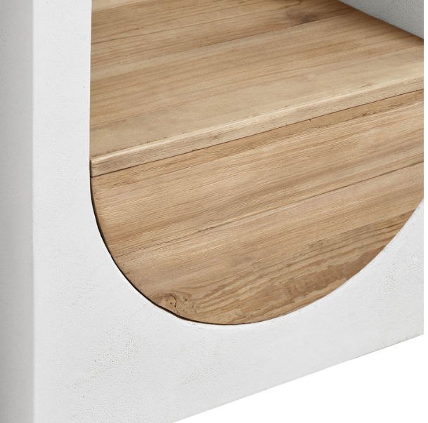 close up on the columbus console table at the wood part to show its natural characteristics