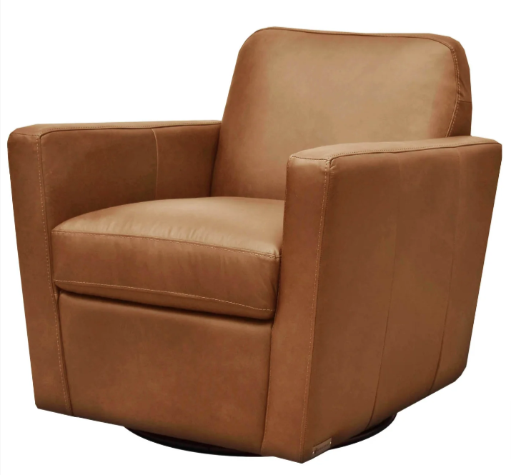 caramel color swivel chair on a white background
