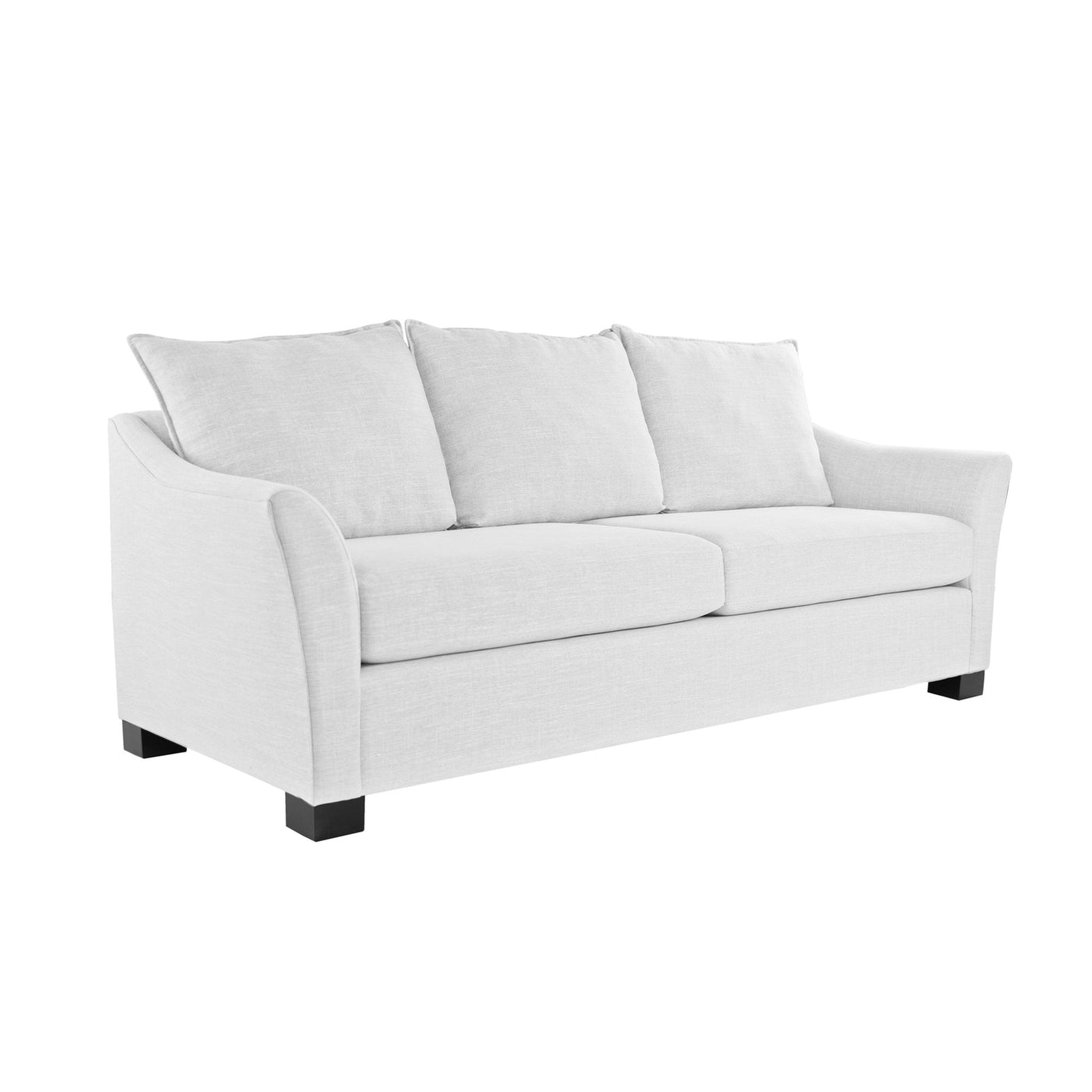 White sofa with three cushions on a white background