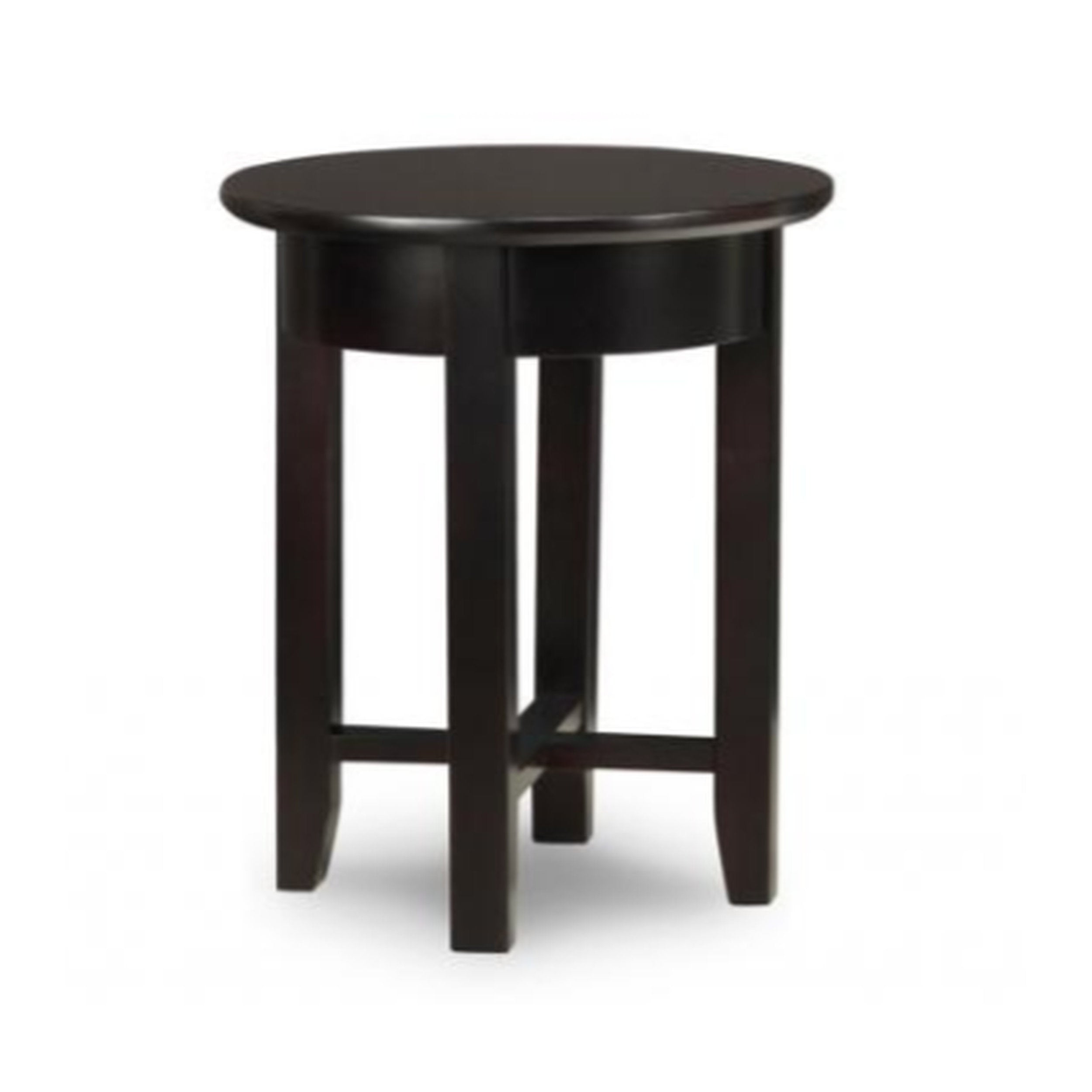 Black round side table on a white background