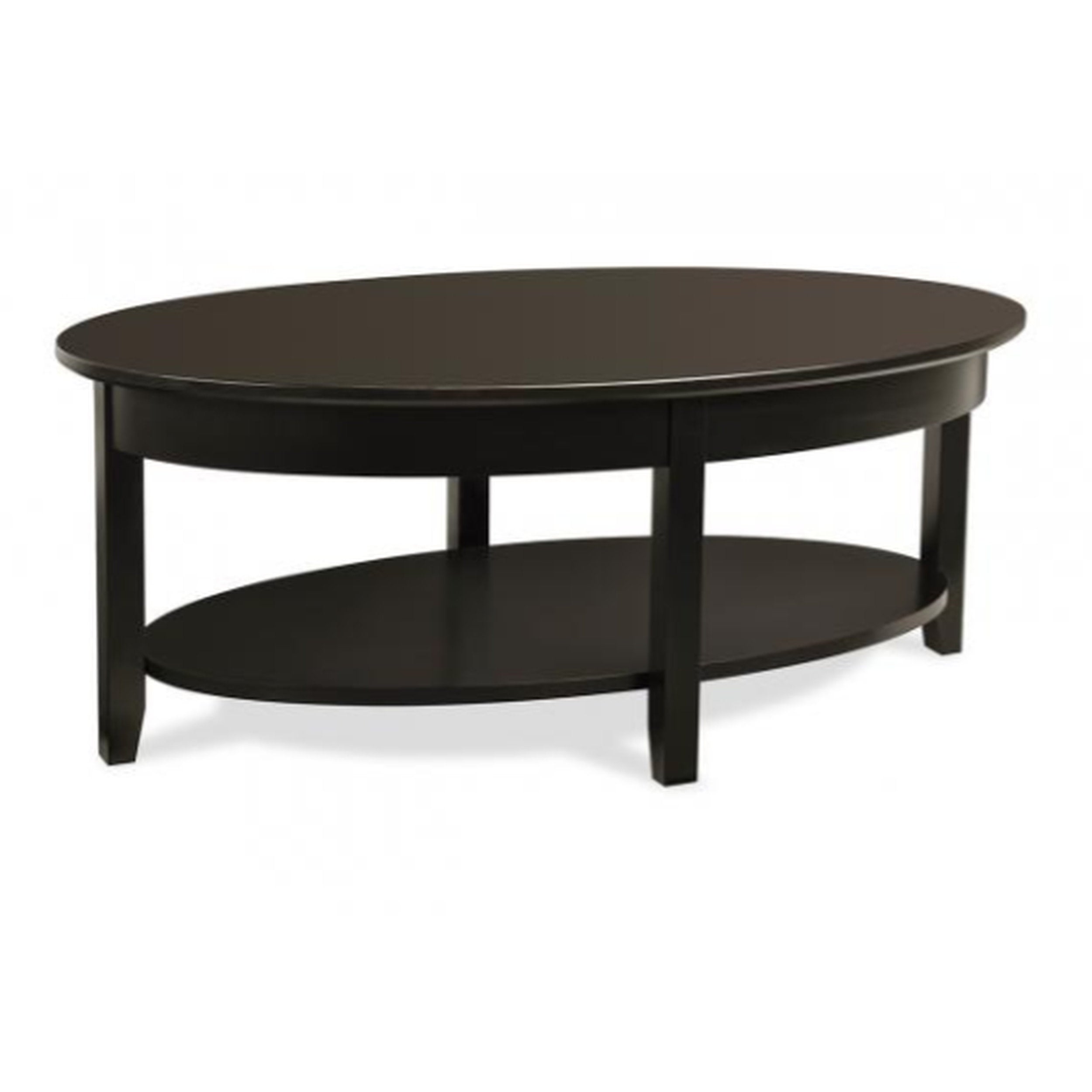 Black oval coffee table on a white background