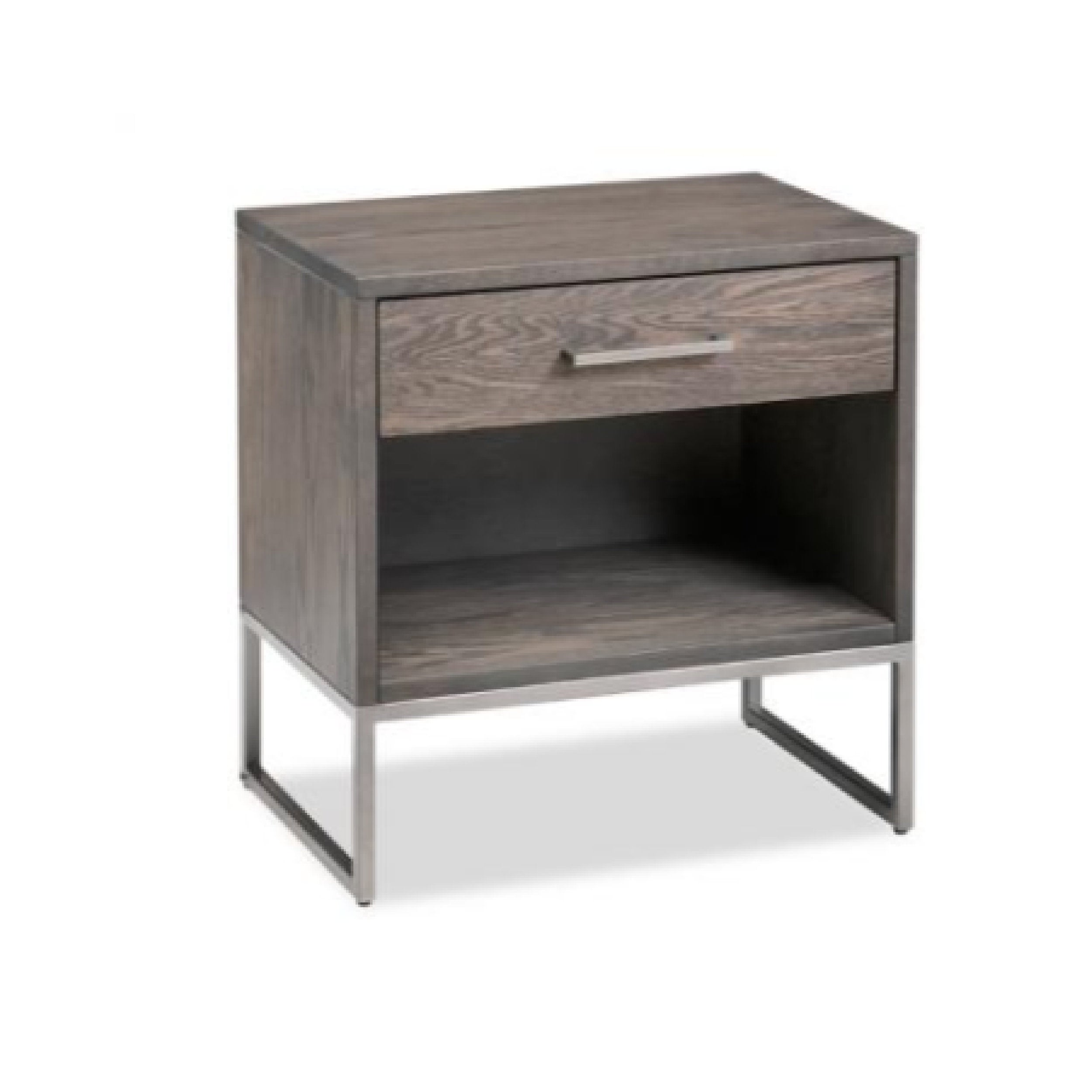 Wooden nightstand with a drawer on a white background