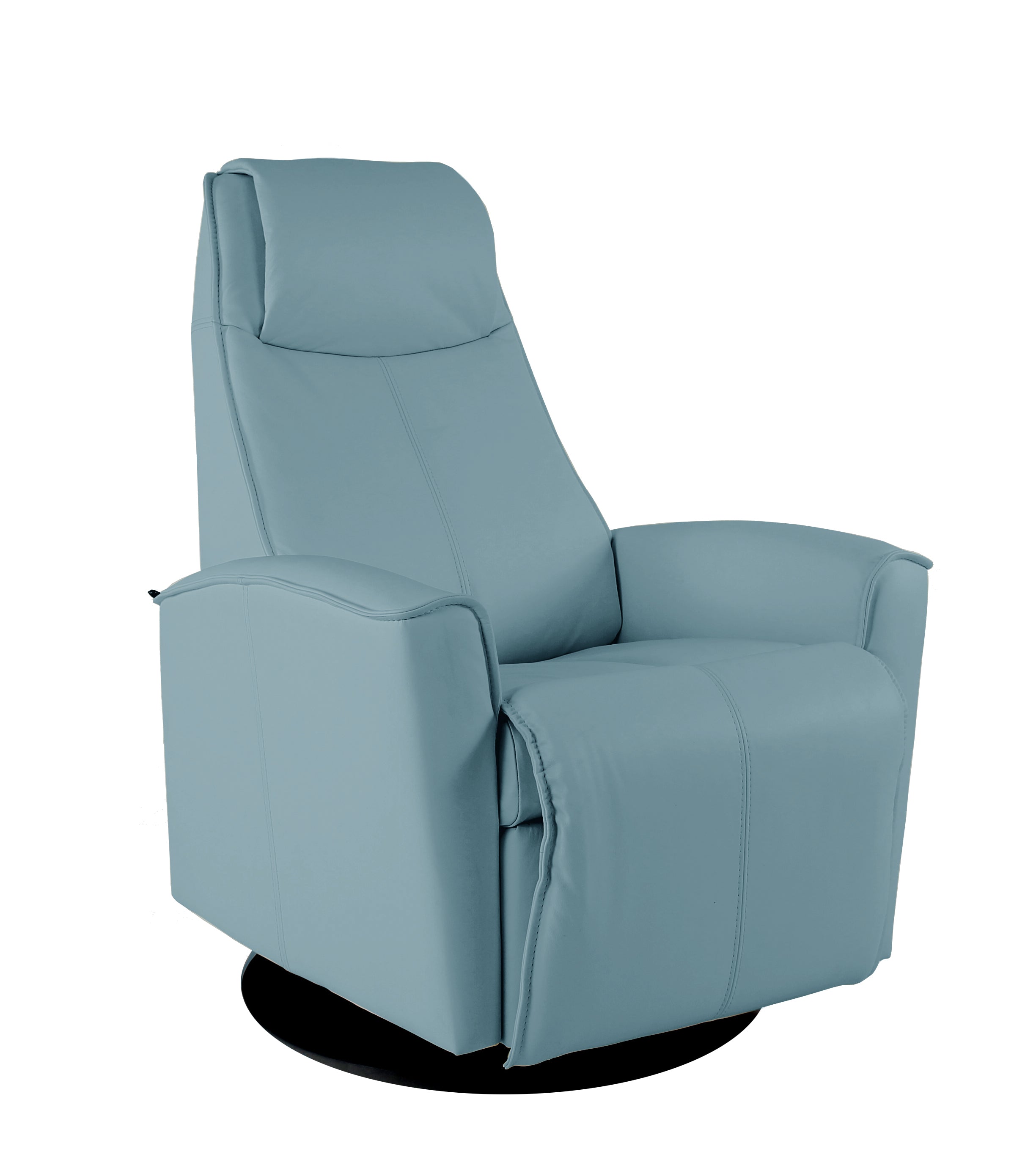 recliner in a light blue leather