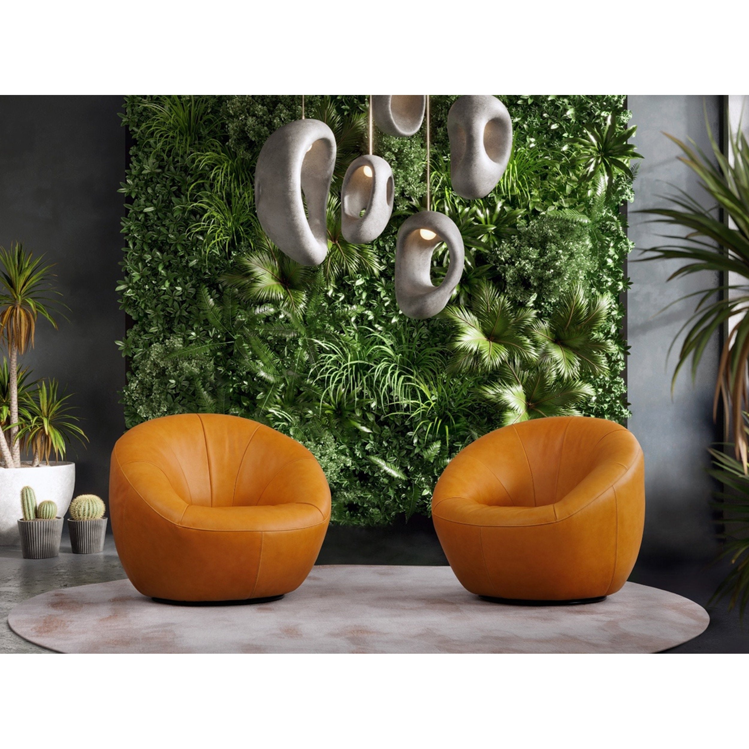 Gamma Swivel Chair - Leather: Ocean Blue