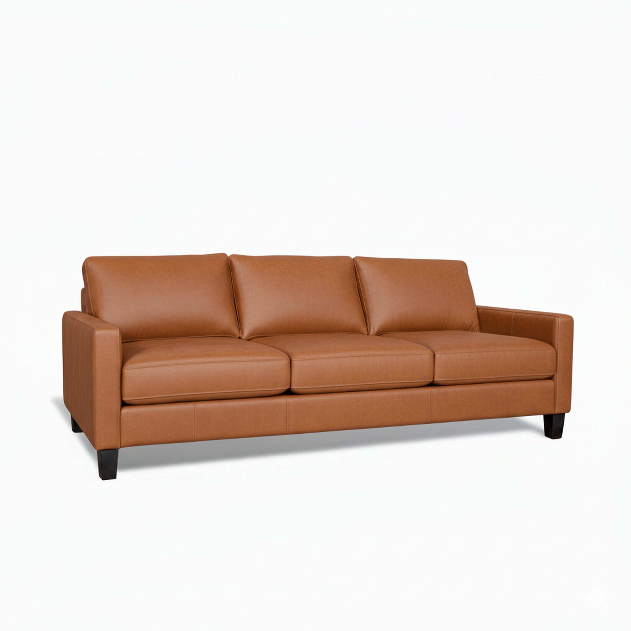 Brown leather sofa on a white background