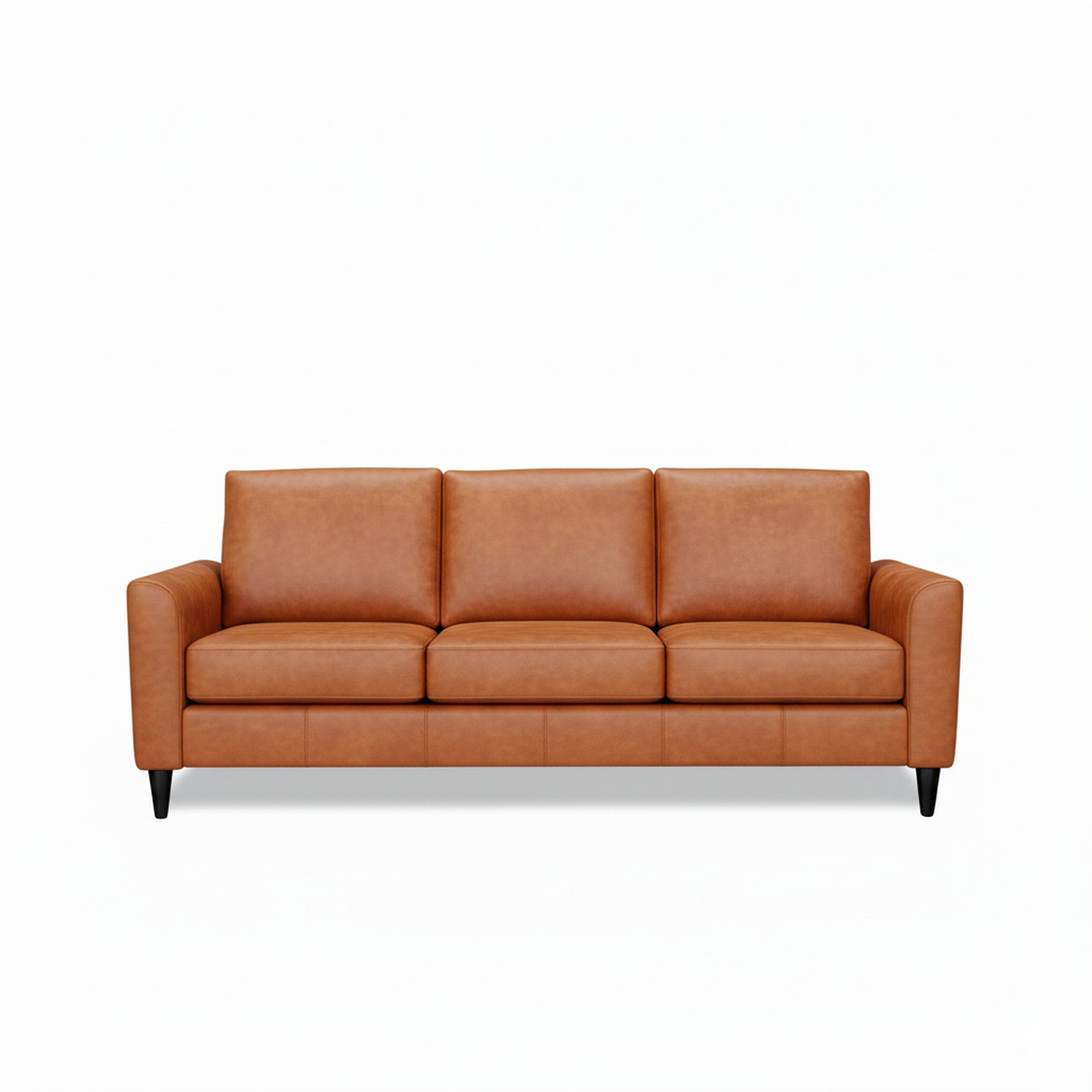 Brown leather sofa on a white background