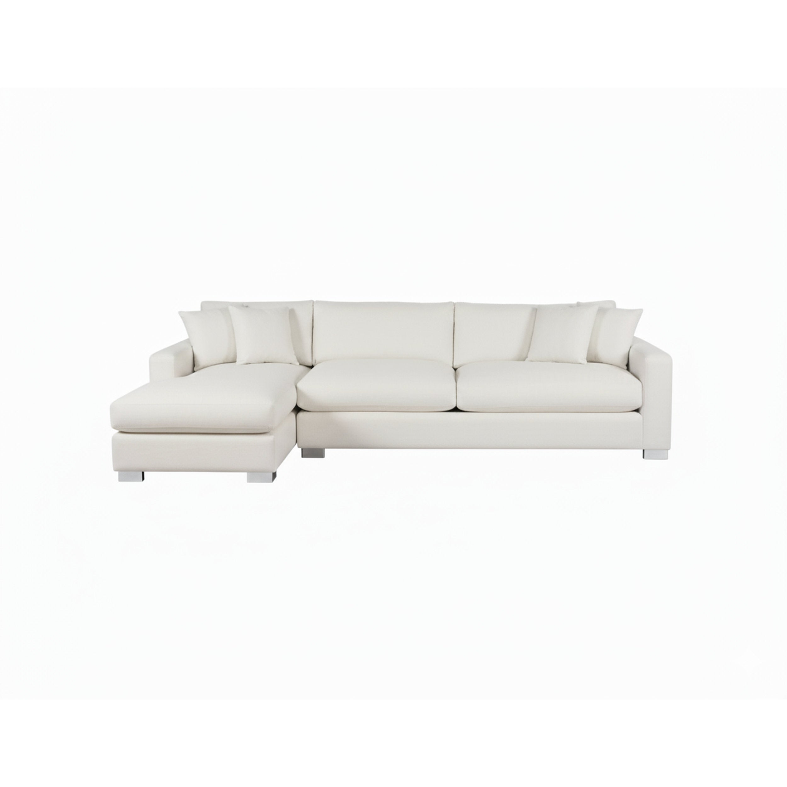 White sectional sofa on a white background