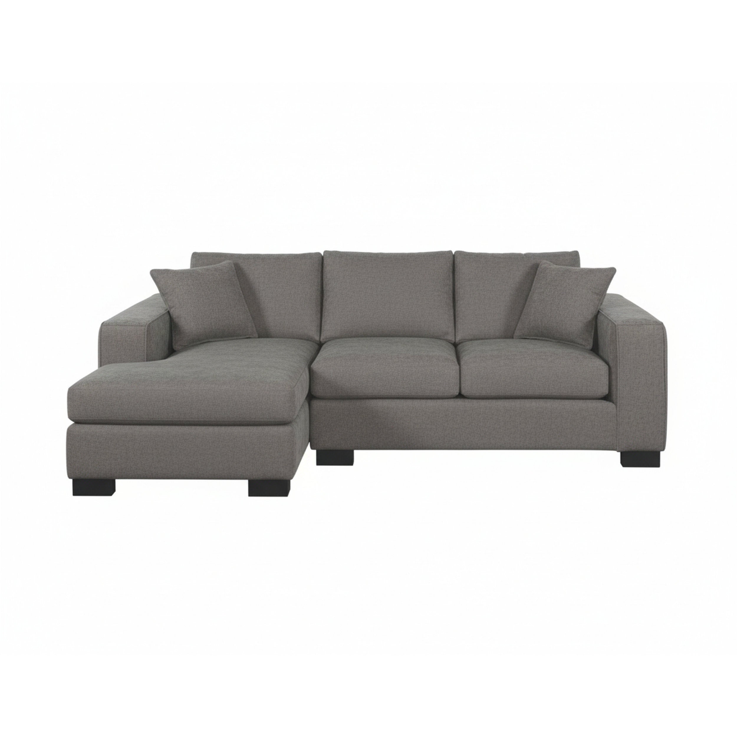 Gray sectional sofa on a white background