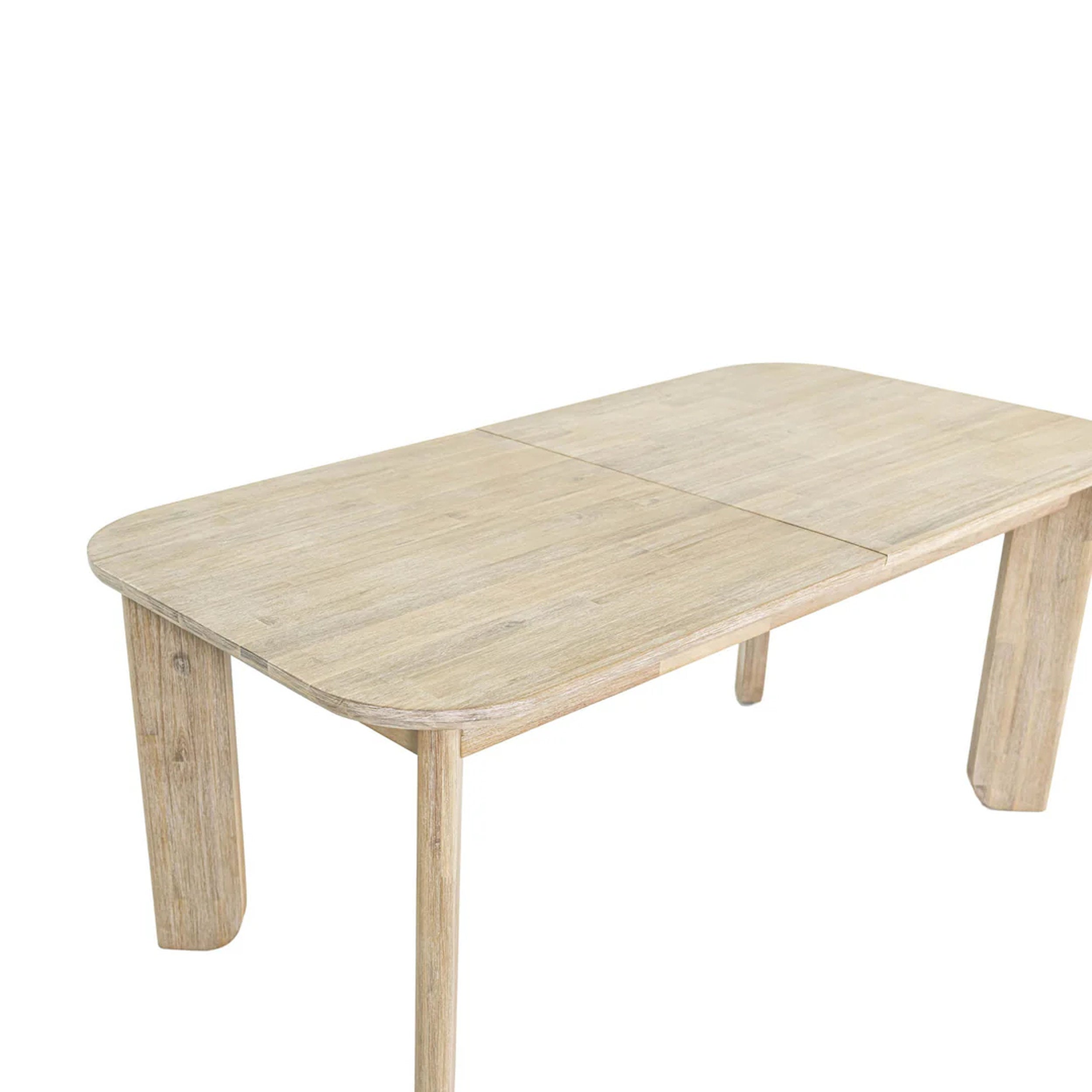 Haru Extension Table 70"/102" by LH Home in natural light wood, rounded corners, fold-out leaves, sturdy legs in ash tone