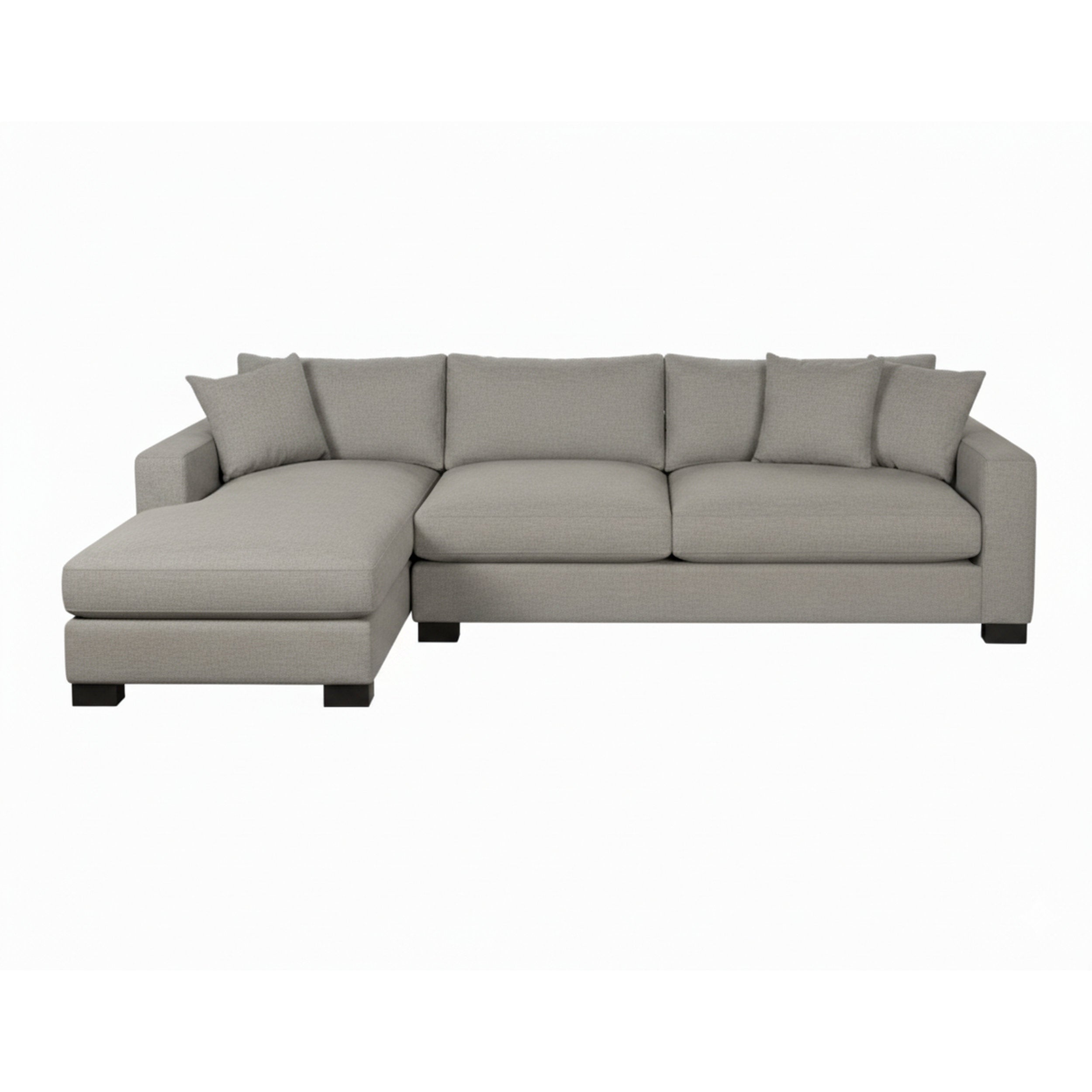 Gray sectional sofa on a white background