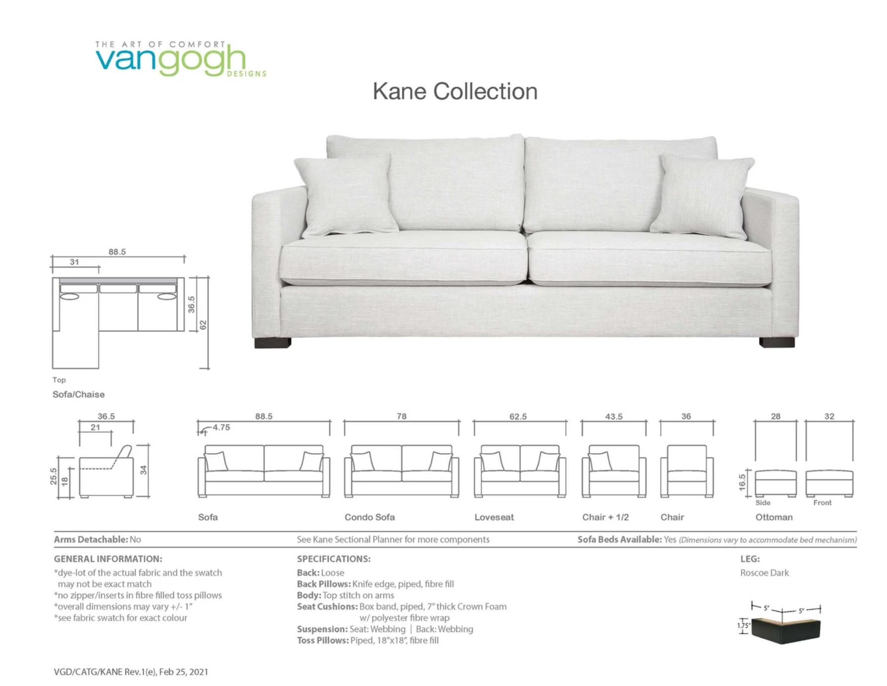 sectional planner of the kane sofa