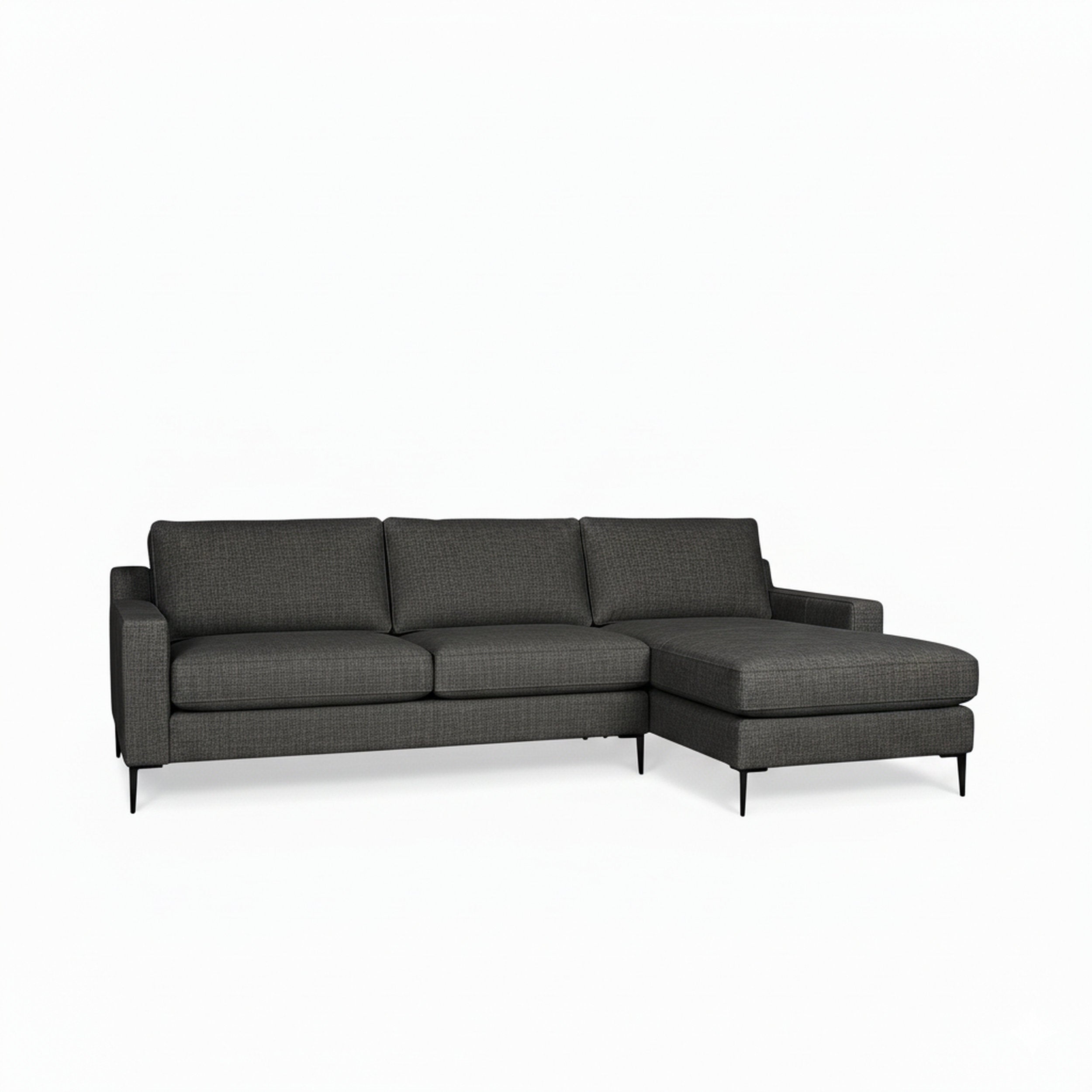 Gray sectional sofa on a white background