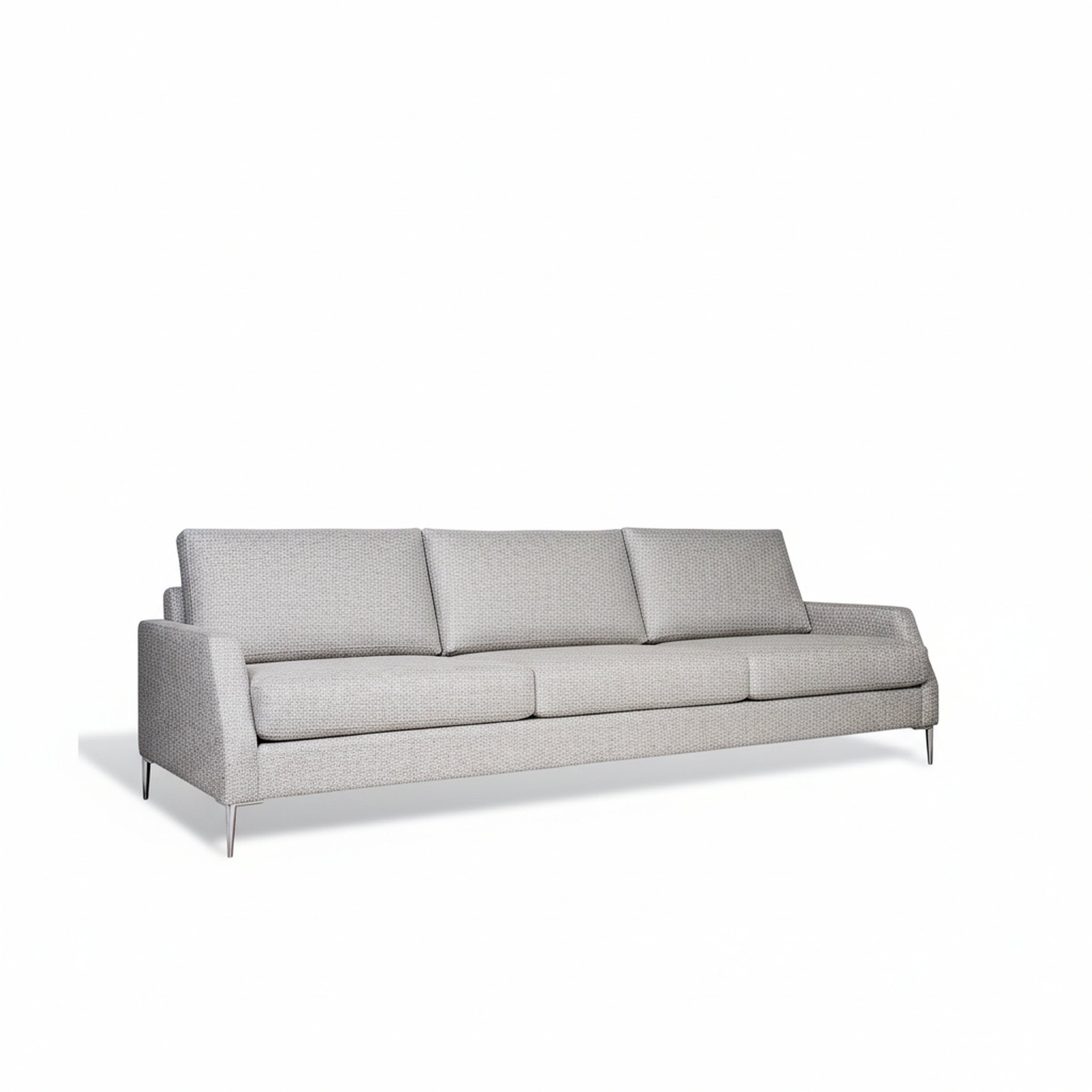 Gray fabric sofa on a white background