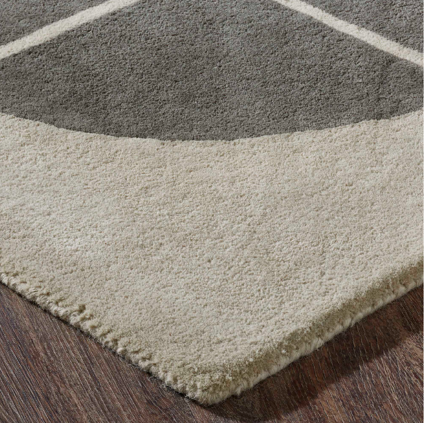 close up of the perseverance rug showing the pattern and a beige tone