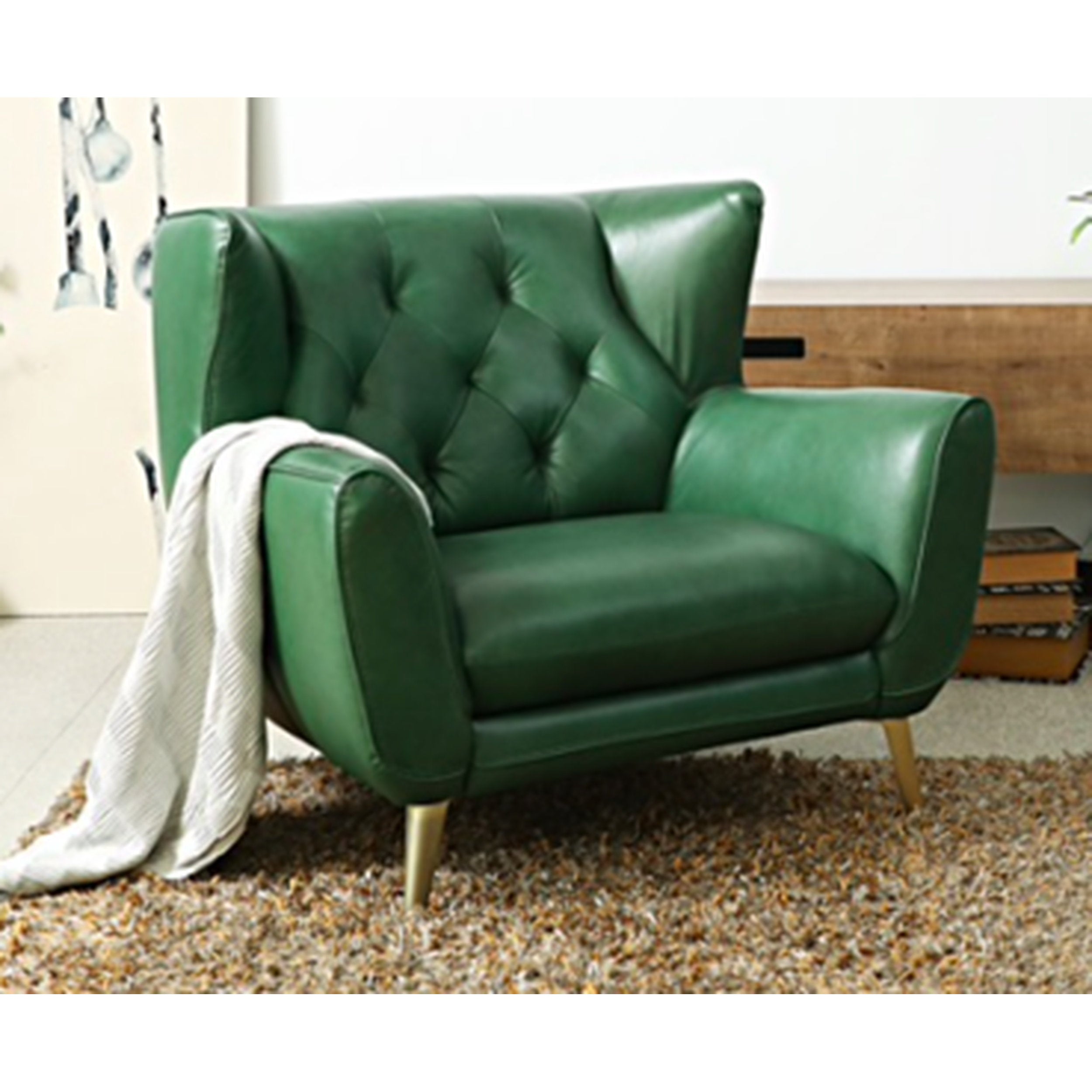 Dario Arm Chair - Leather: Chicago Olive Green