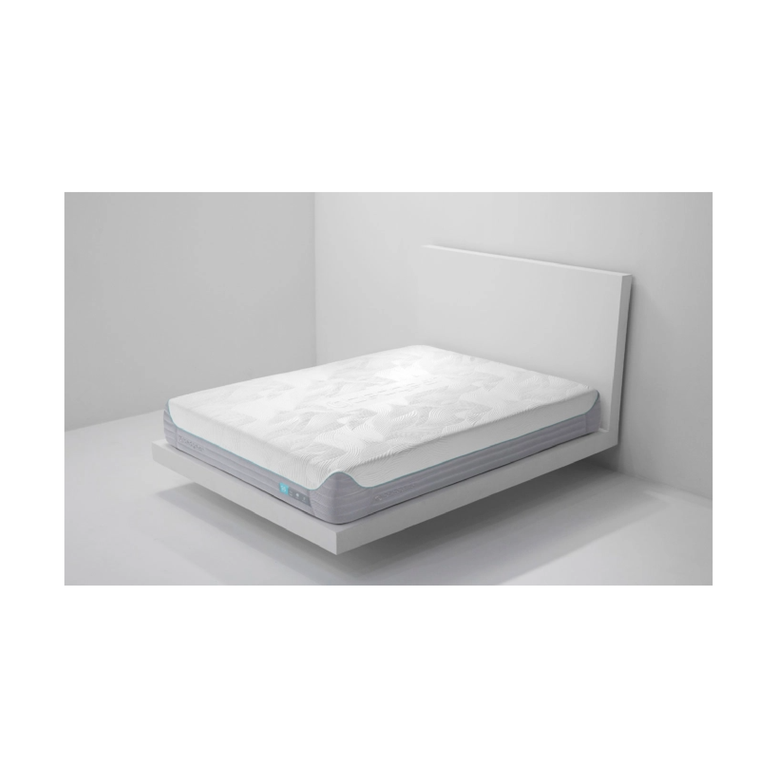 White Mattress on white bedframe. Mattress showing pattern.