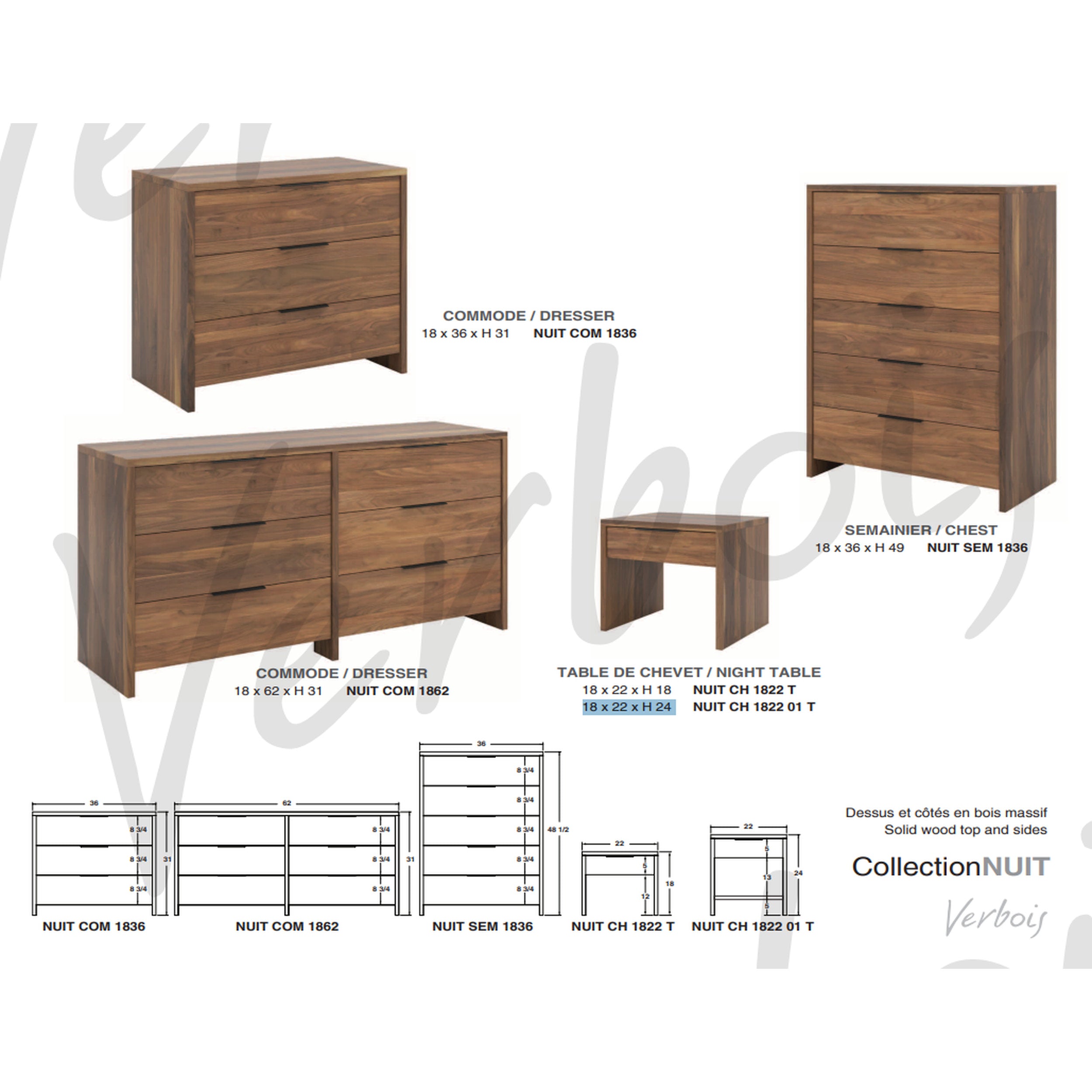 Nuit Tall Bedside Table