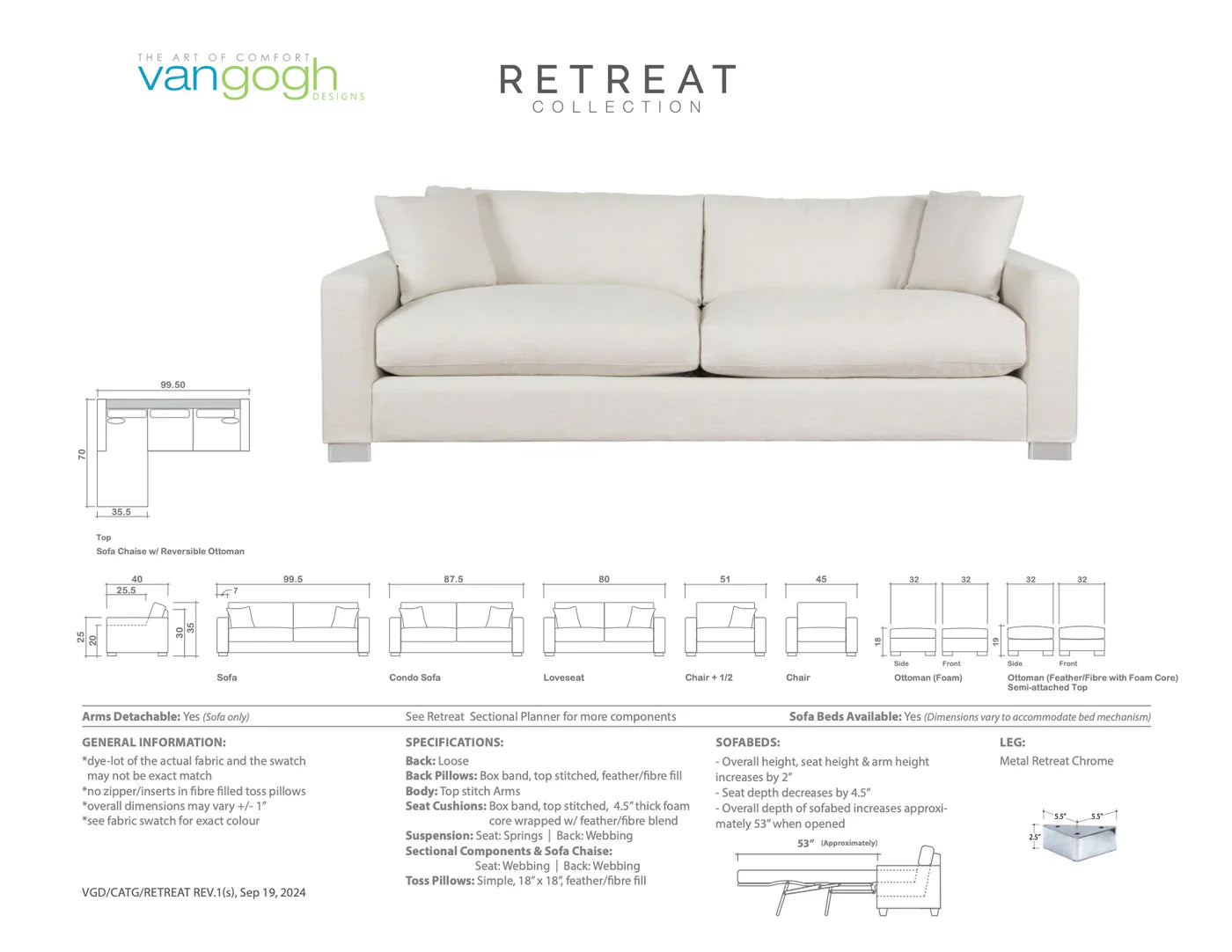 retreat spec sheet from vangogh designs