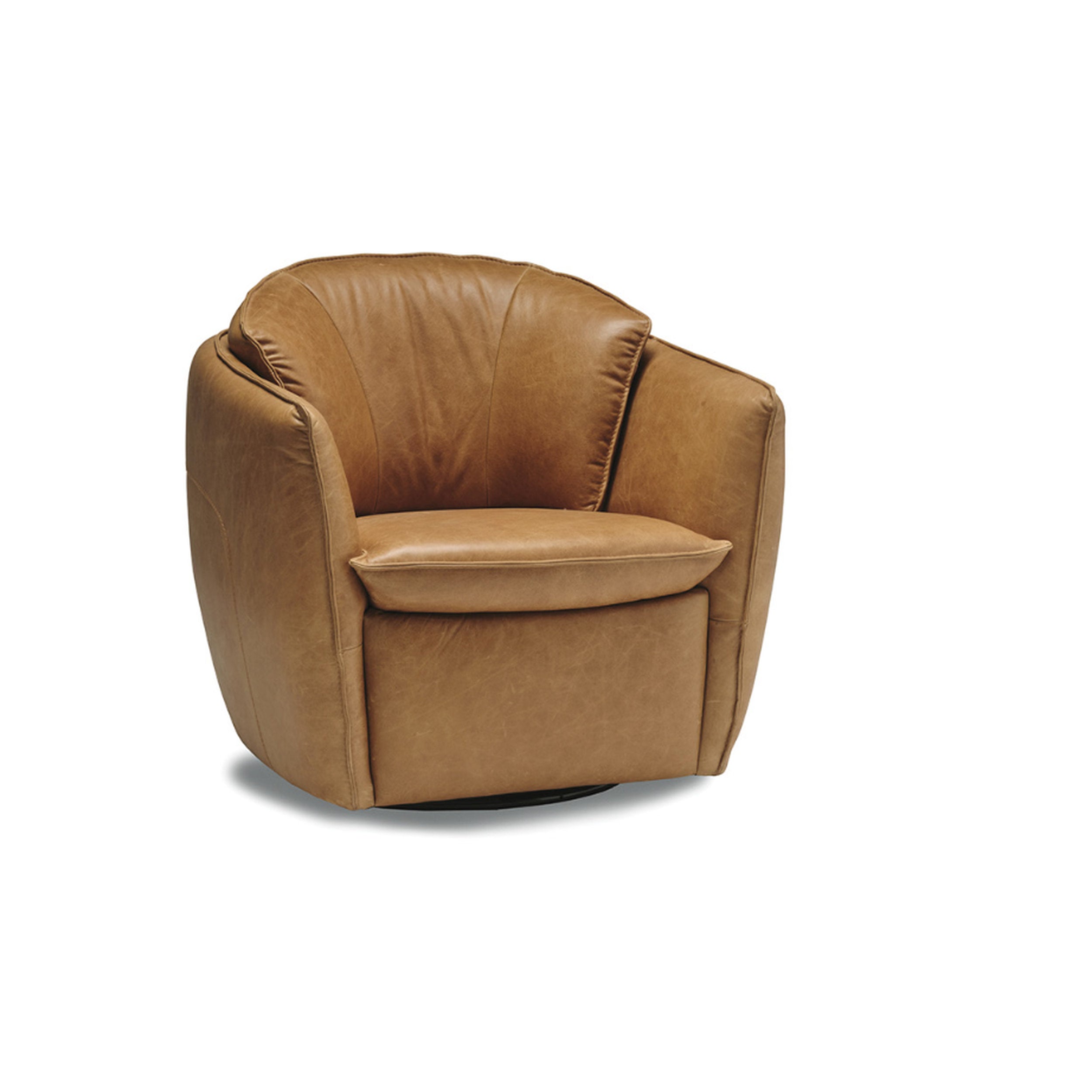 Brown leather armchair on a white background
