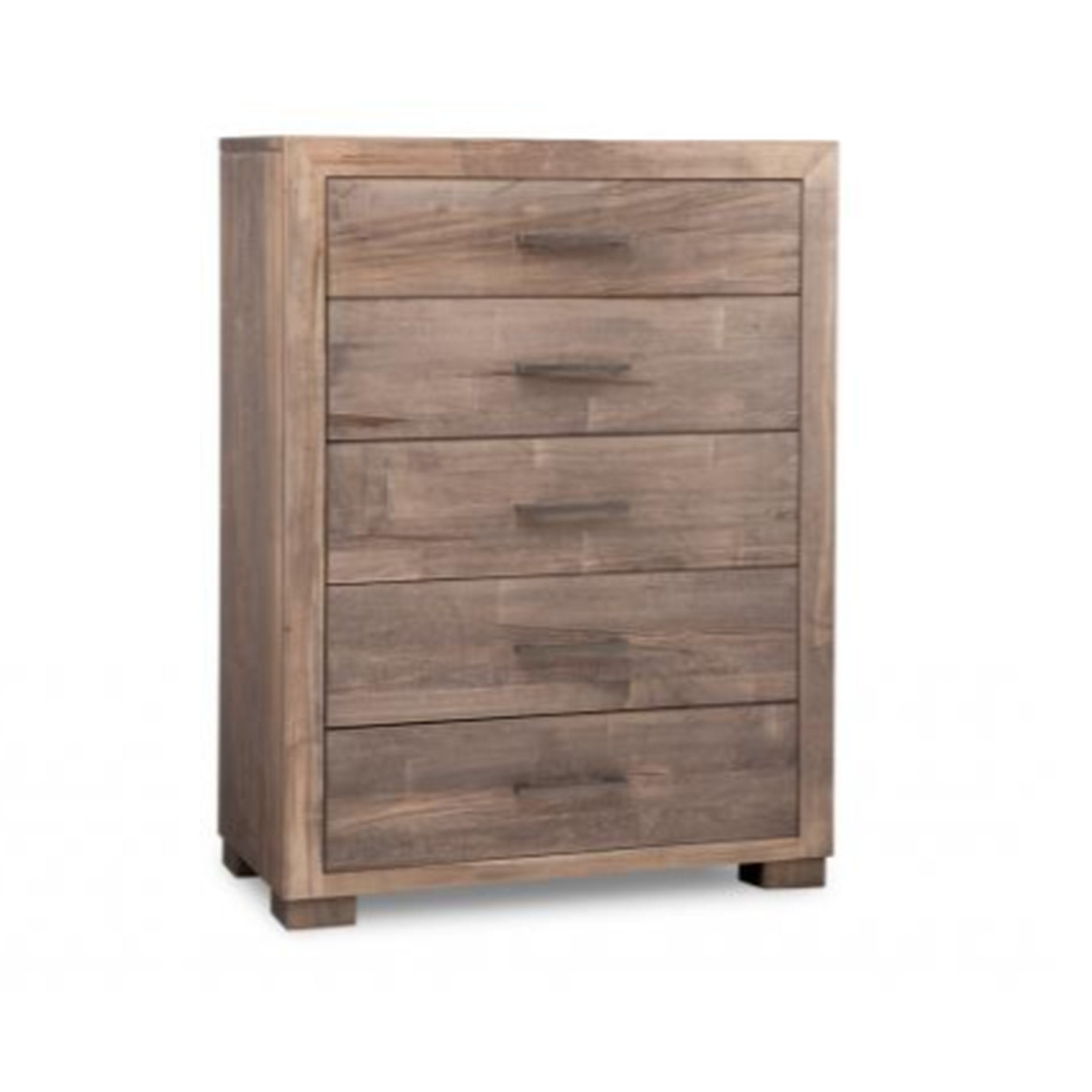 Wooden dresser with four drawers on a white background