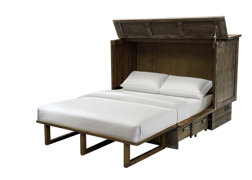 Open Stockholm bed with white bedding and 2 pillows