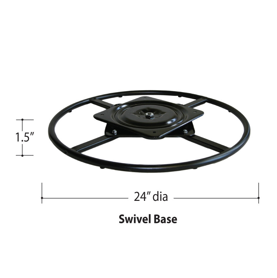 Van Gogh Designs Swivel Base 24" circular black steel ring with mounting plate, 24" diameter, sturdy powder-coated finish