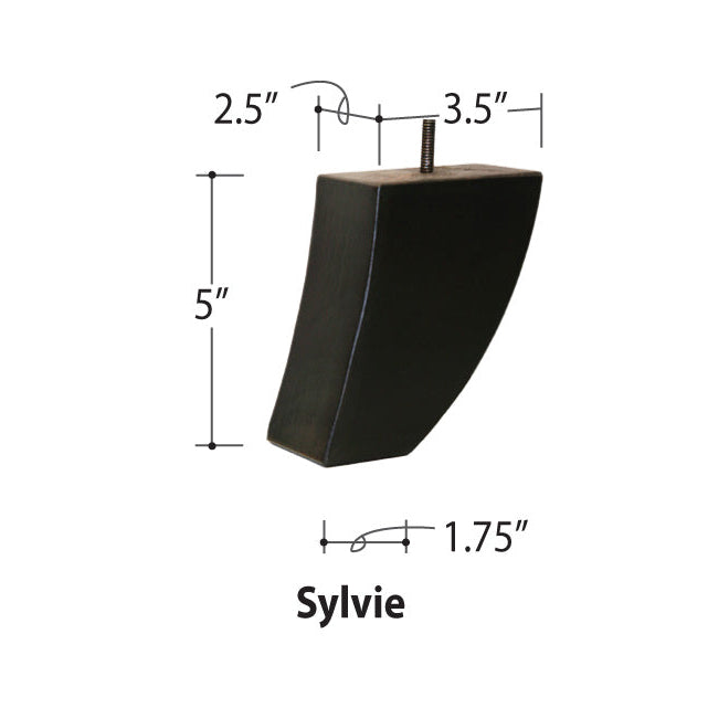 Sylvie, black curved wood sculpture with ebony finish and bronze bolt, 5" tall, 2.5"–3.5" top width, Van Gogh Designs US