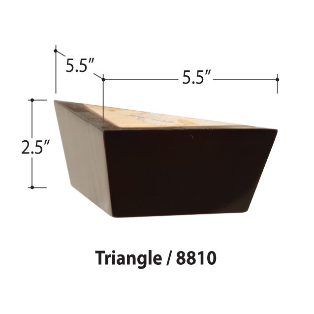 Triangle by Van Gogh Designs: natural wood top with dark brown wedge base, 5.5" x 5.5" footprint, 2.5" height matte finish