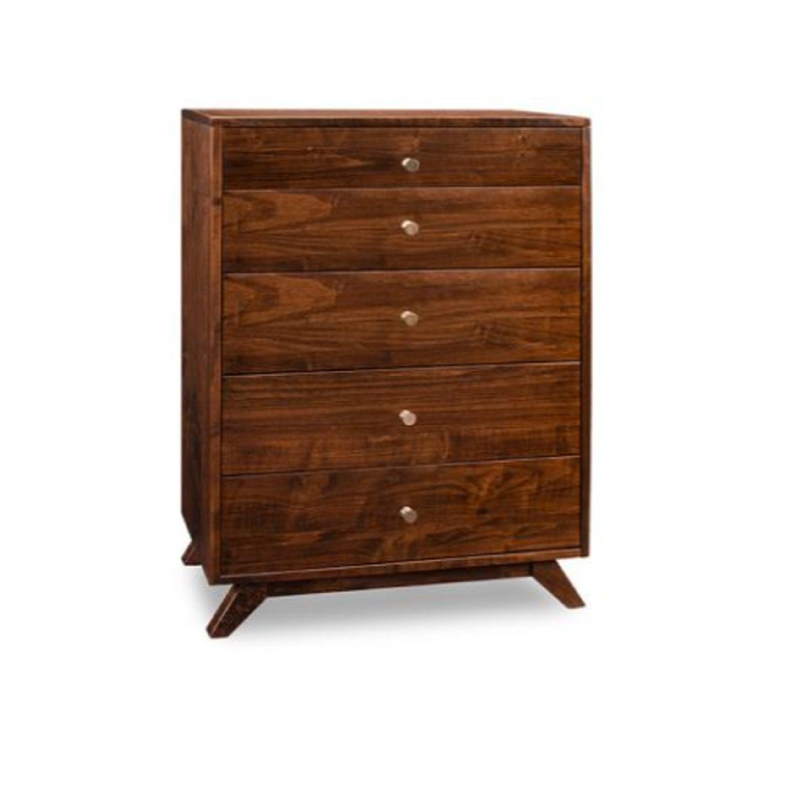 Wooden dresser with four drawers on a white background