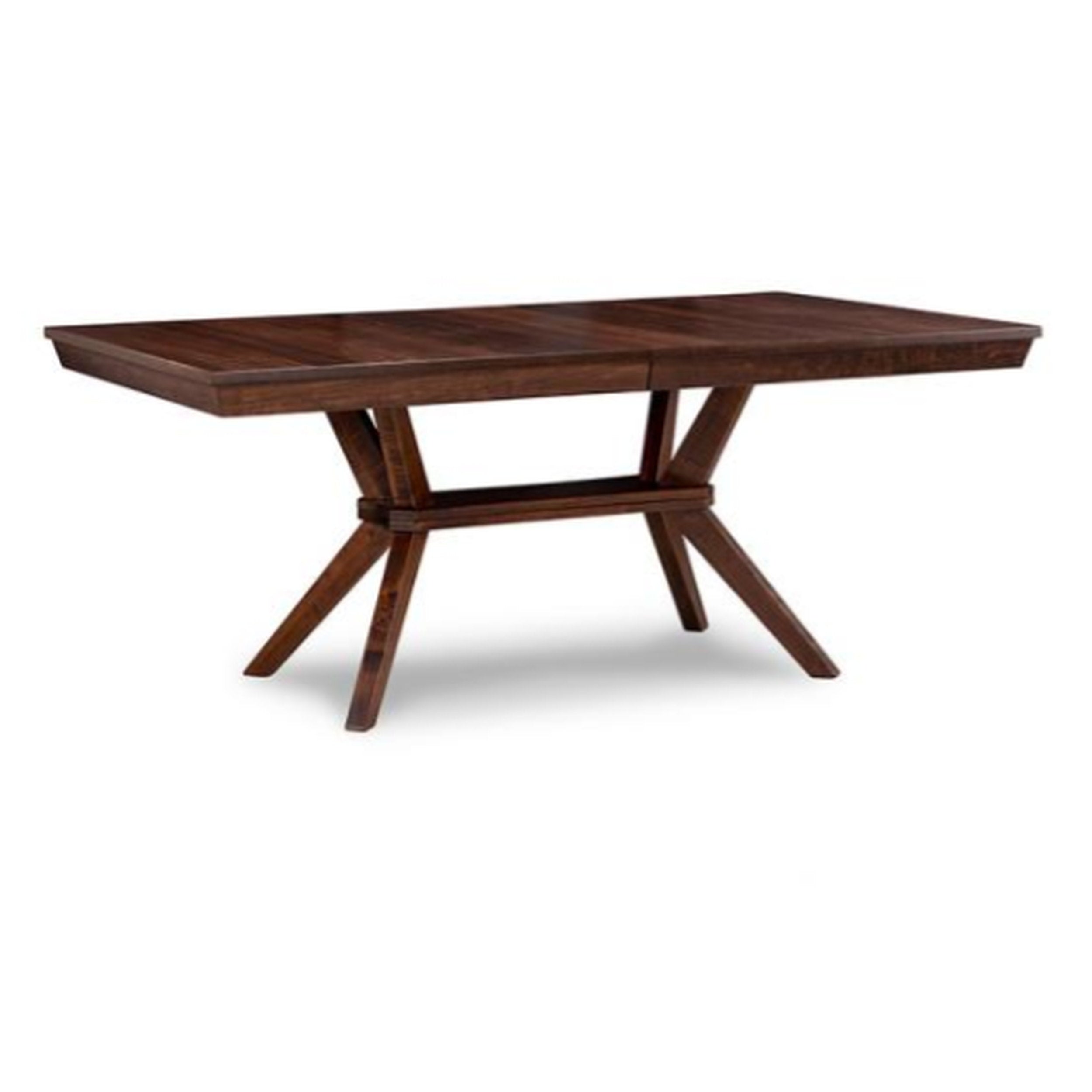 Wooden dining table with a rustic design on a white background