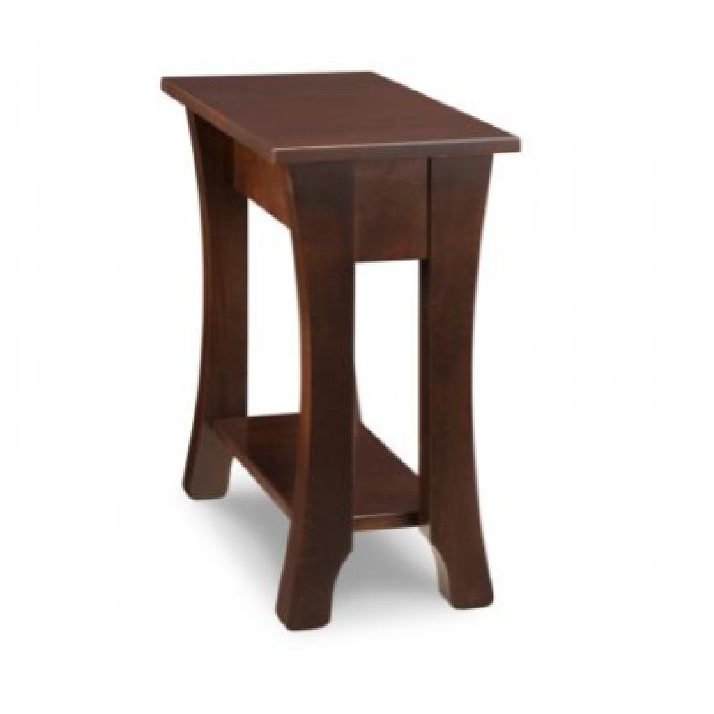 Wooden side table on a white background