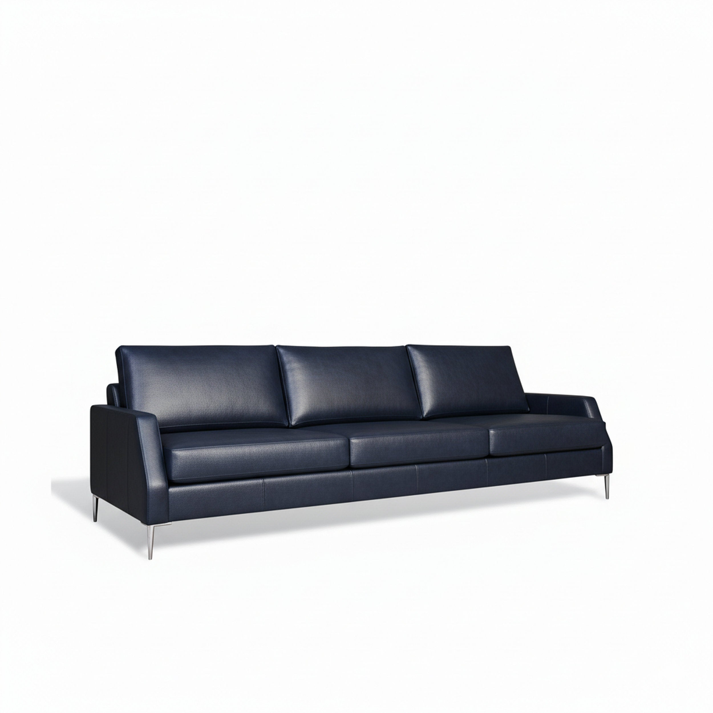 Black leather sofa on a white background