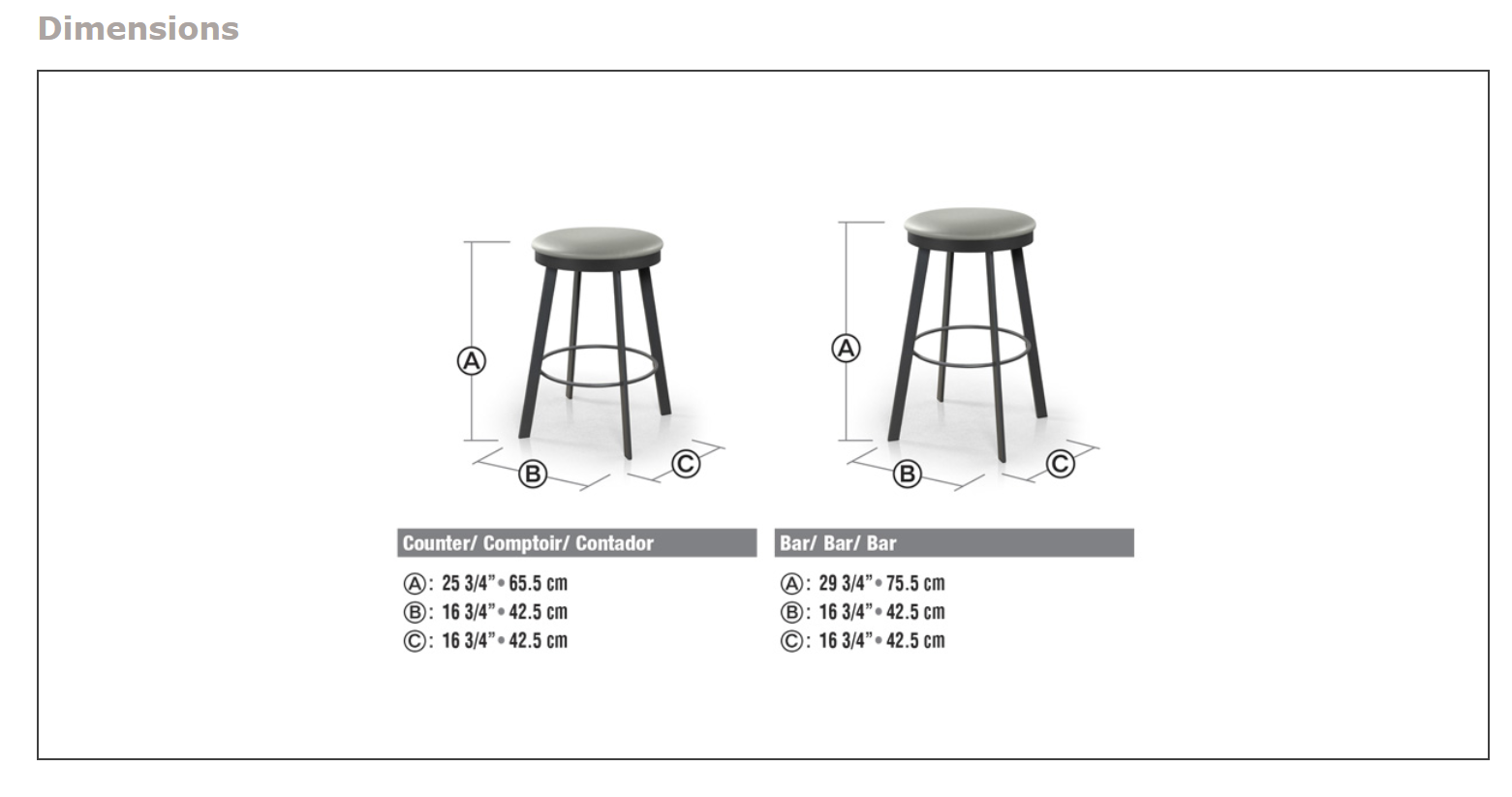 ally stool dimension sheet