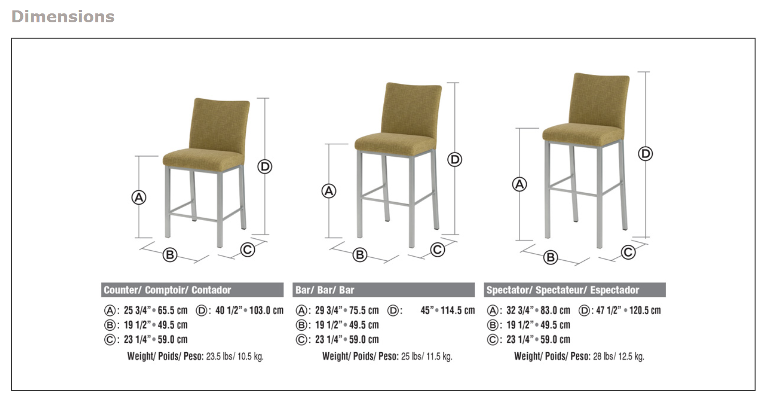 biscaro dimension sheet