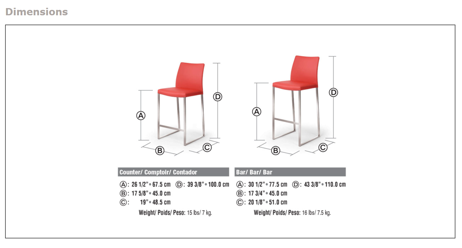 curvo dimension sheet