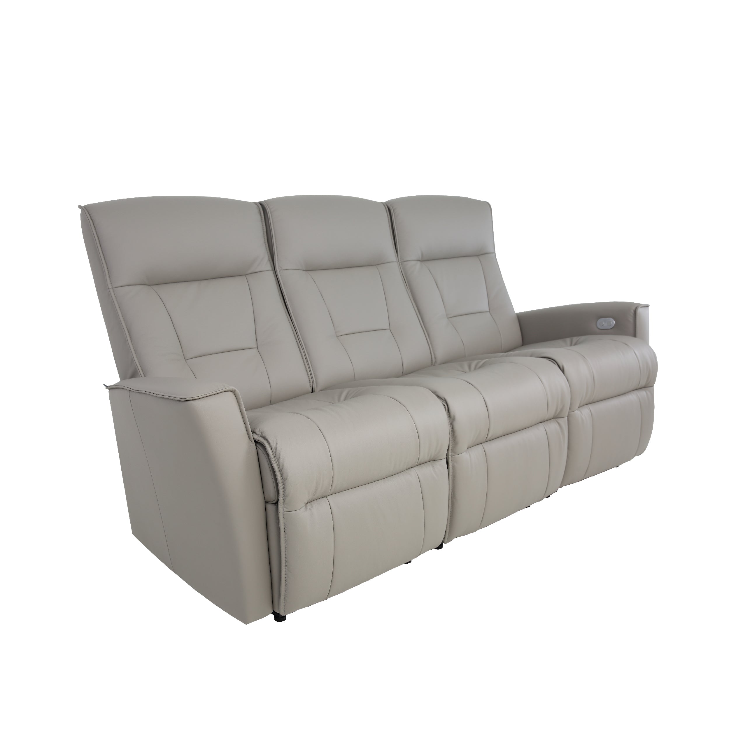 A beige Fjords Harstad WS series sofa with manual release headrest and a 'Wall Saver' mechanism, set against a white background.