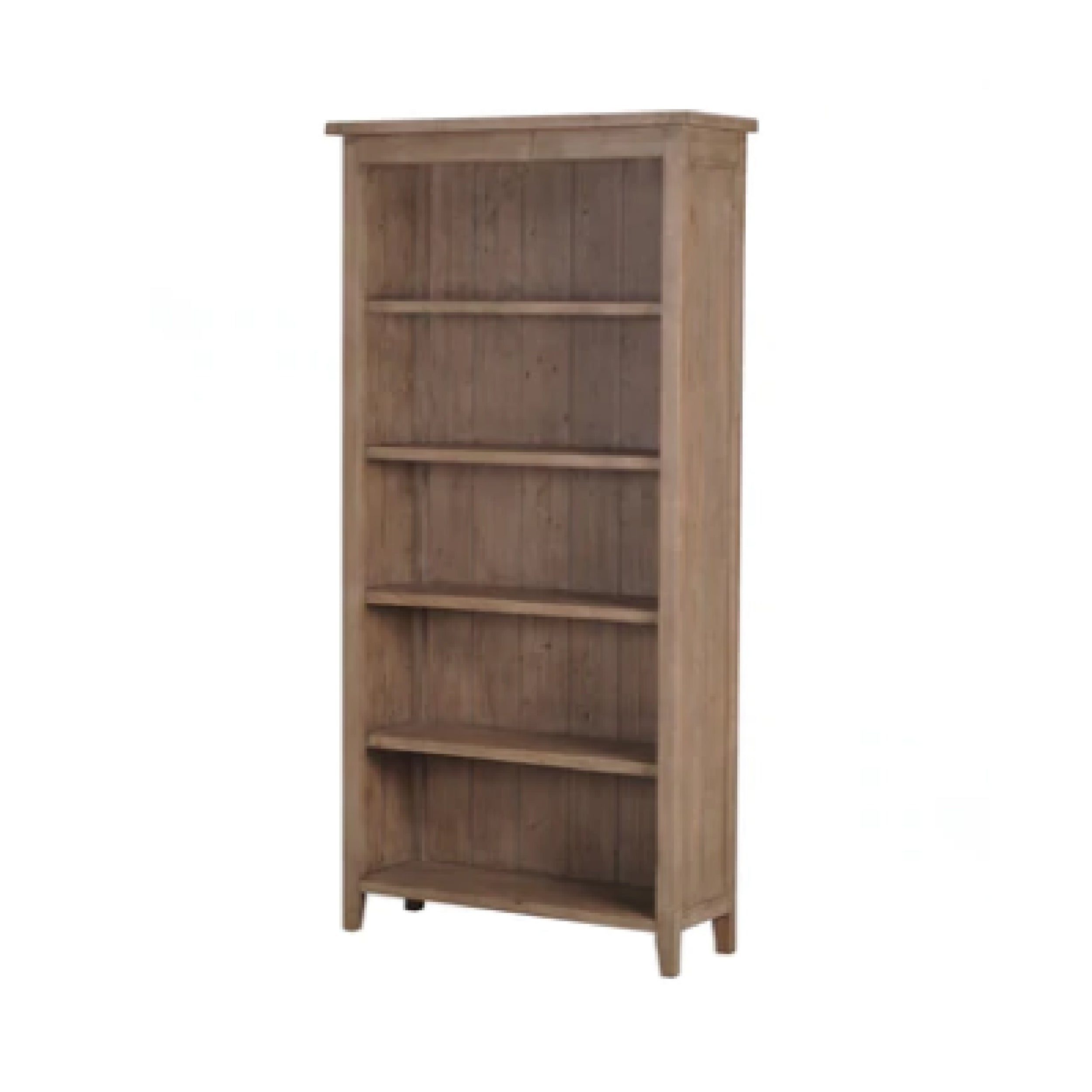 A brown wooden Lifestyle Bookcase with a simple design, featuring a series of shelves with a flat base.
