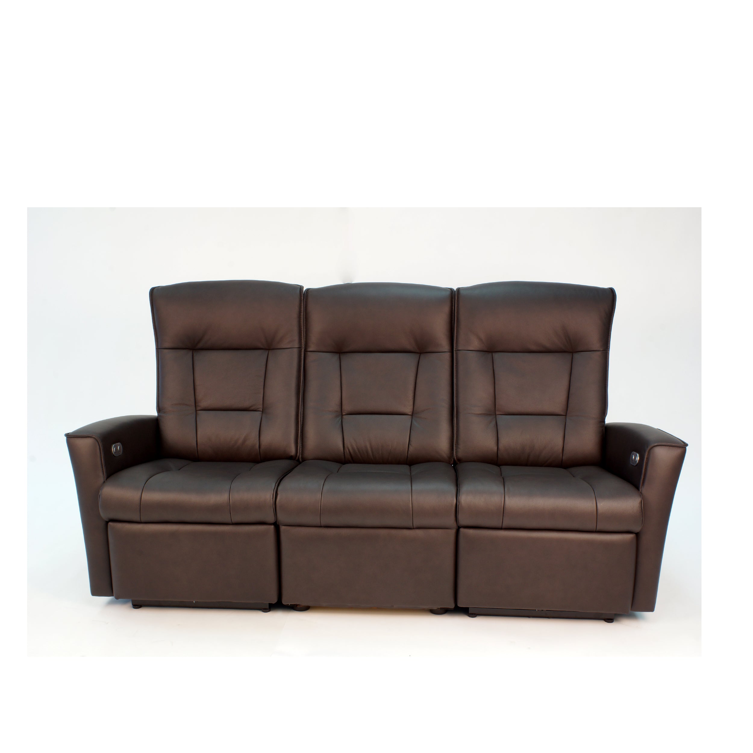 ulstien sofa in a brown leather witha  manual adjustable headrest