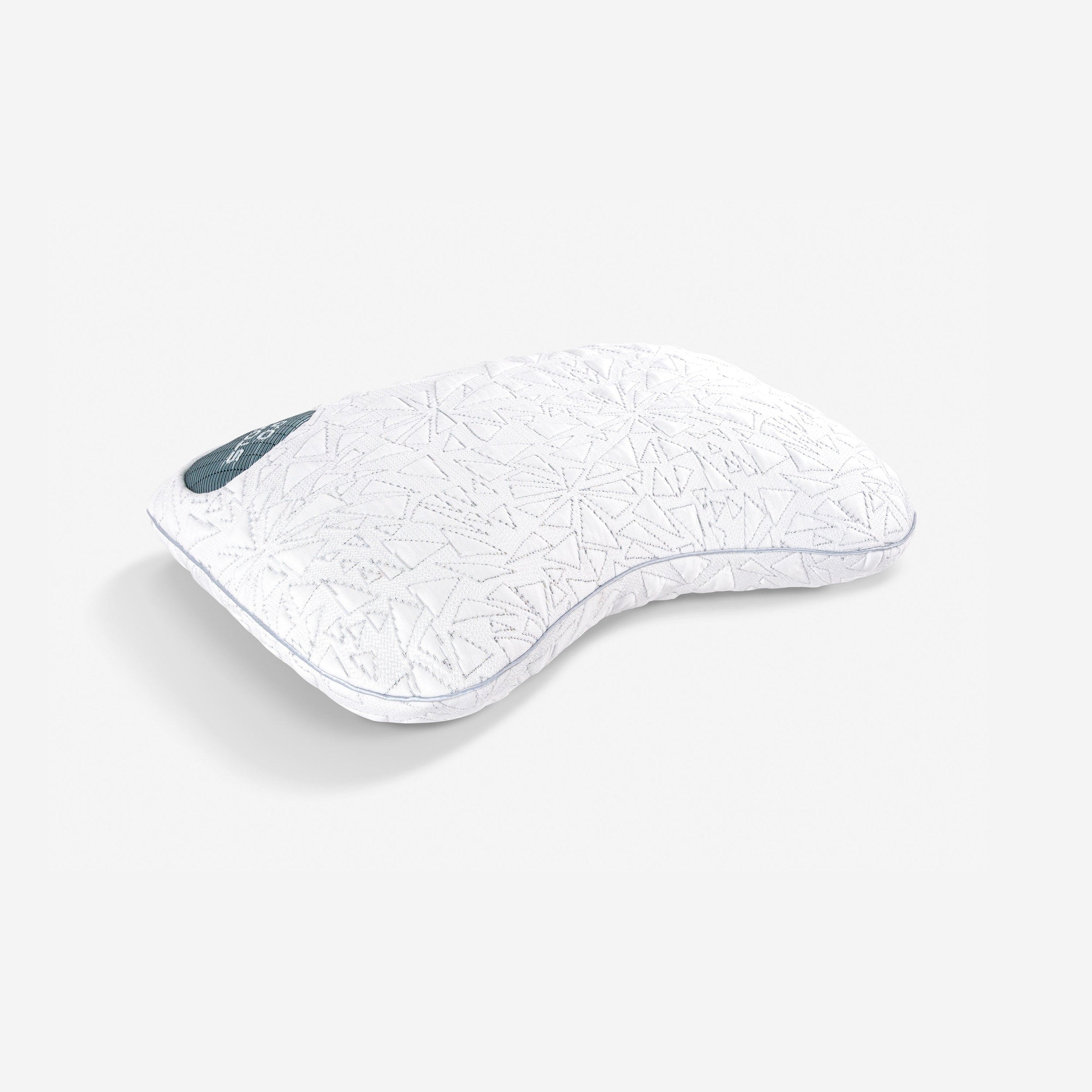 Storm Cuddle Curve Performance® Pillow by Bedgear in white quilted cover with teal accent, breathable fabric, foam core.