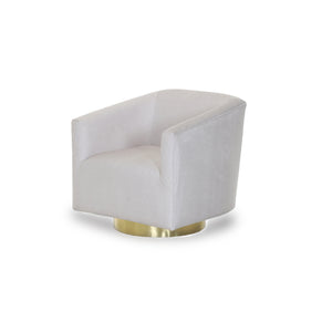 White armchair with gold base on a white background