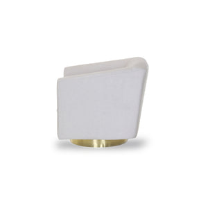 White wall light fixture with gold base on a white background