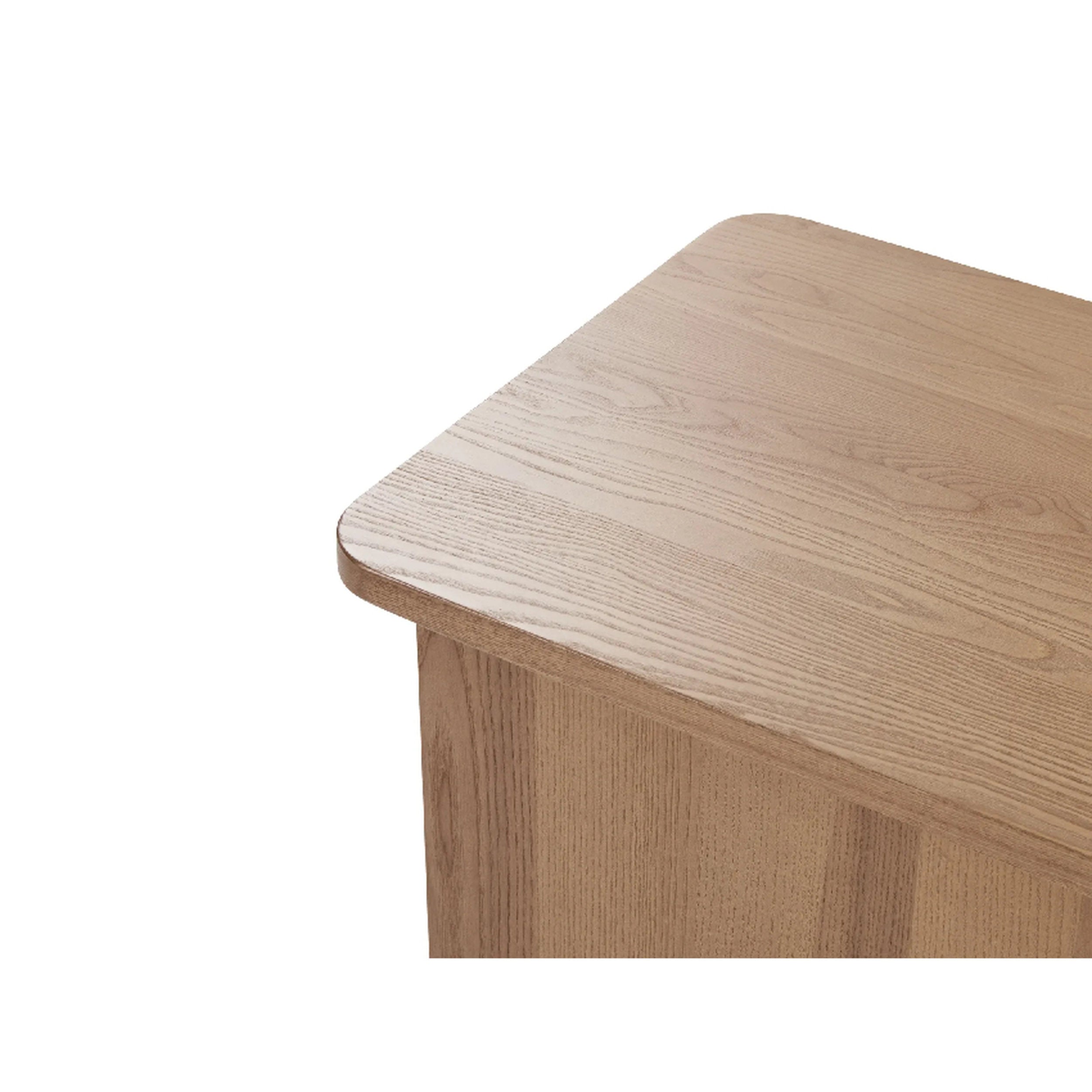 Lena Buffett by Verbois: light oak desk, natural grain, smooth beveled edge, warm beige-brown wood veneer with matte finish